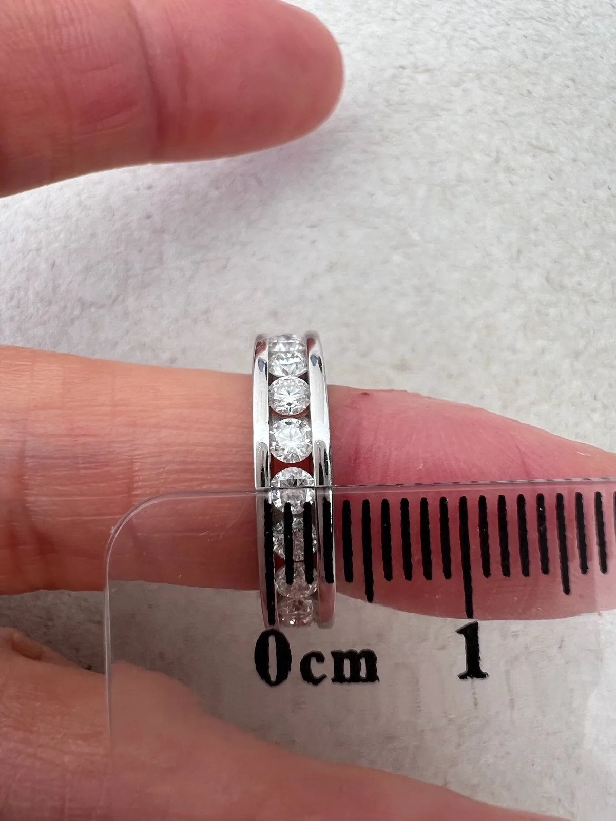 925 Sterling Silver Channel Set Round Moissanite Eternity Band Ring – photo 6