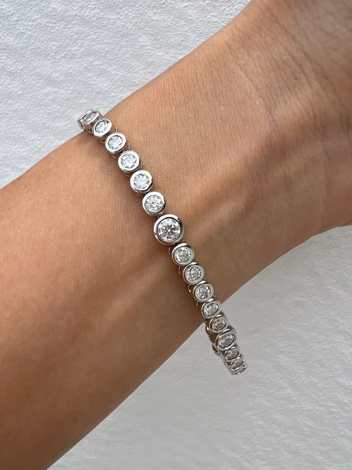 Moissanite Bubble Tennis Bracelet 925 Sterling Silver Bezel Set 3mm 4mm 16.5cm – photo 3