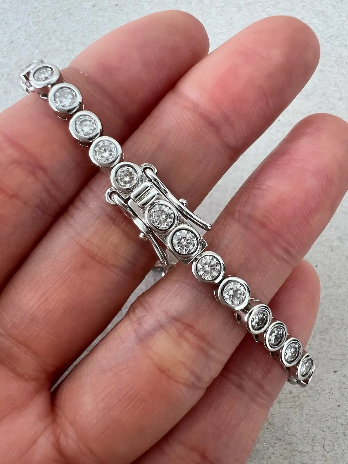 Moissanite Bubble Tennis Bracelet 925 Sterling Silver Bezel Set 3mm 4mm 16.5cm – photo 8