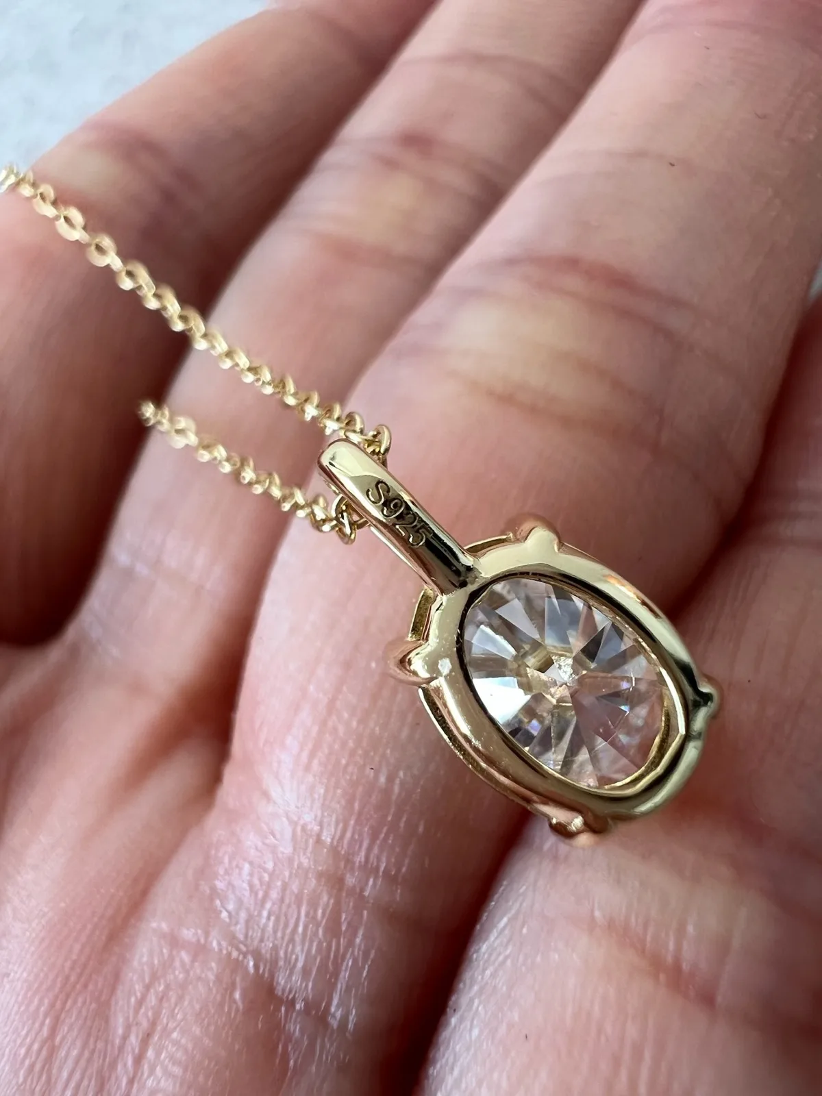 2CT Oval Moissanite Solitaire Pendant Necklace In Gold Plated Sterling Silver Pr – photo 6