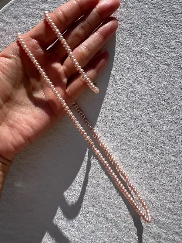 Vintage Blush Pink Freshwater Pearl Necklace & Bracelet Set 3.8mm