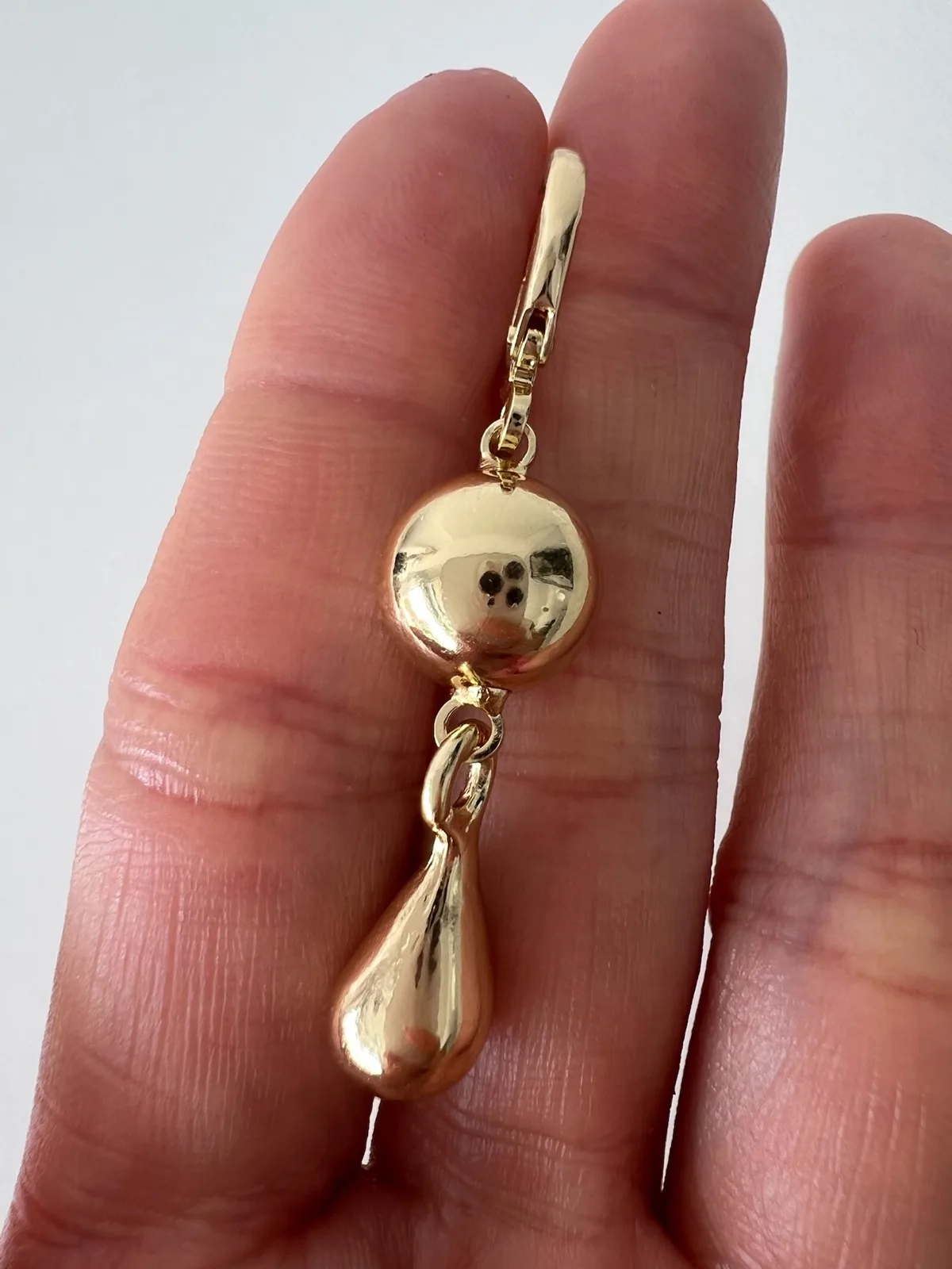 Gold Tone Ball & Teardrop Dangle Earrings Minimalist Vintage Chic Statement Jewe – photo 3