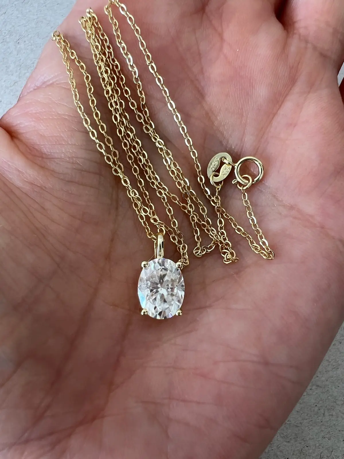 2CT Oval Moissanite Solitaire Pendant Necklace In Gold Plated Sterling Silver Pr – photo 2