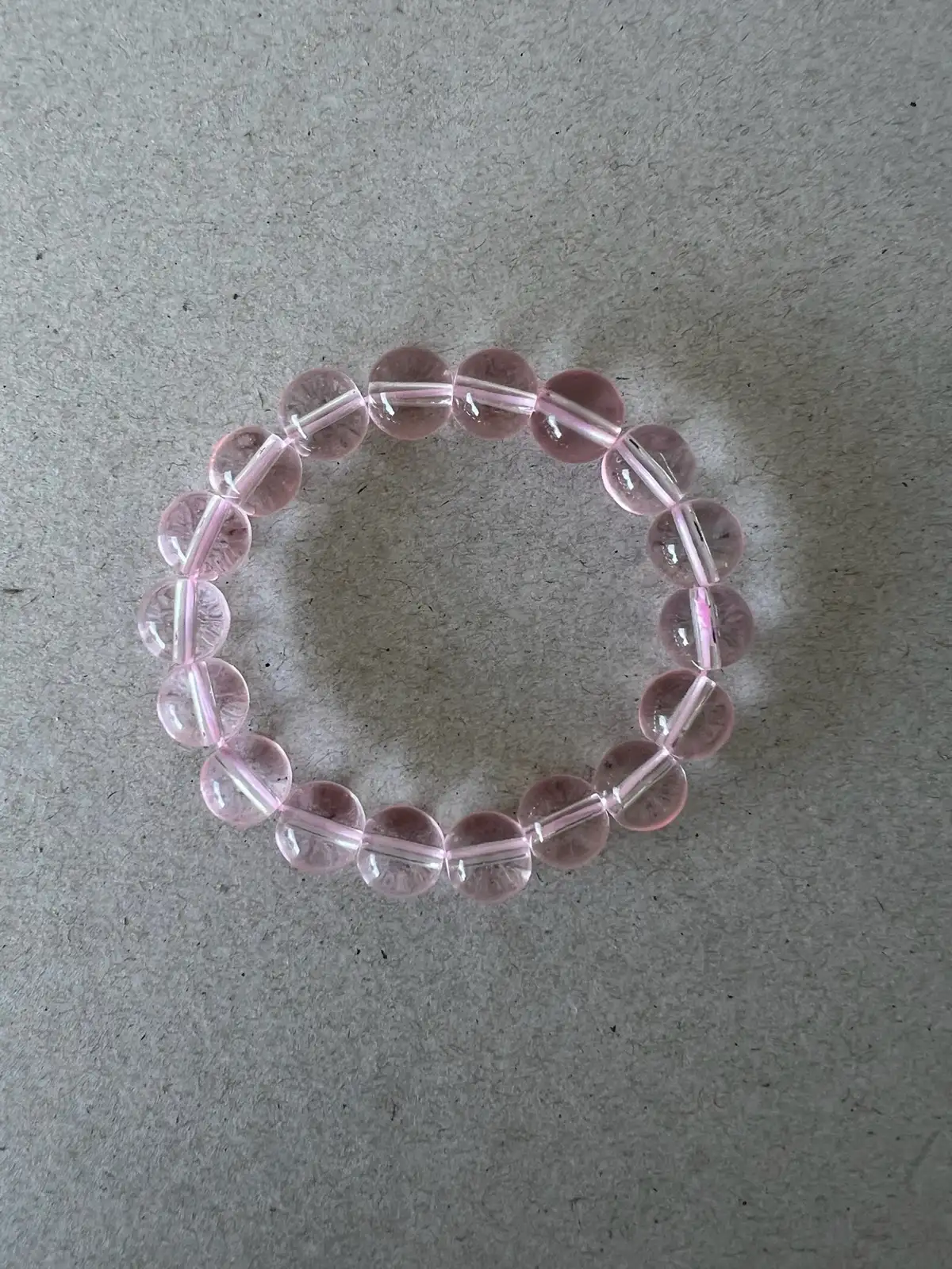 Light Pastel Rosy Pink Glass Beaded Bracelet Large Beads 12MM – photo 4