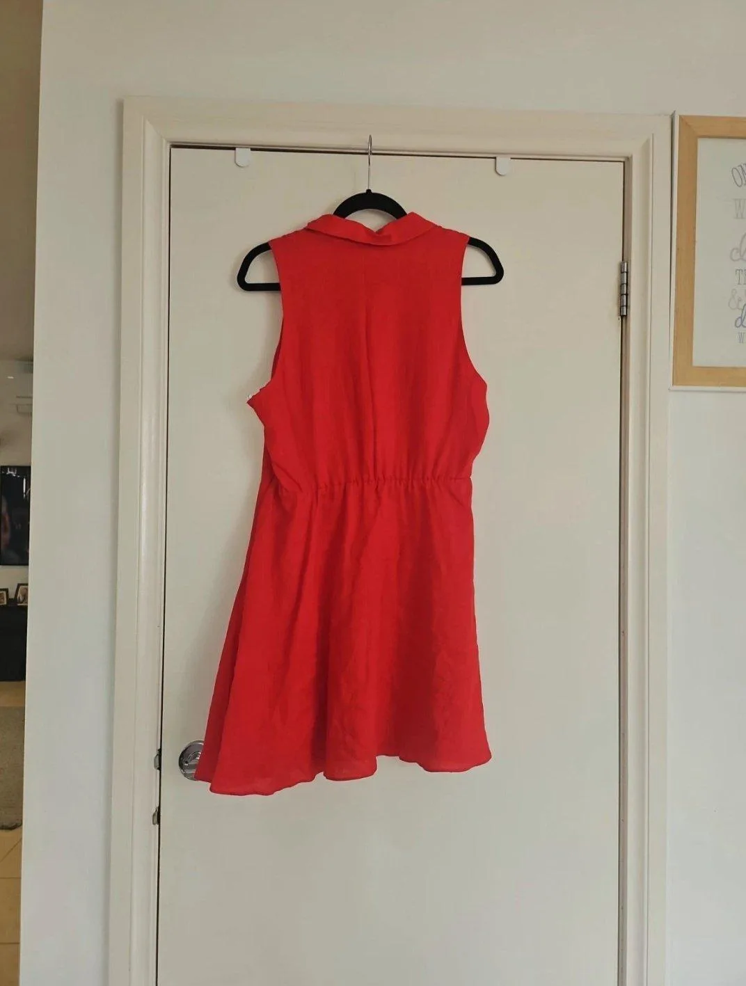 Forever New Red Linen Lined Dress Fit And Flare Size 14 – photo 2