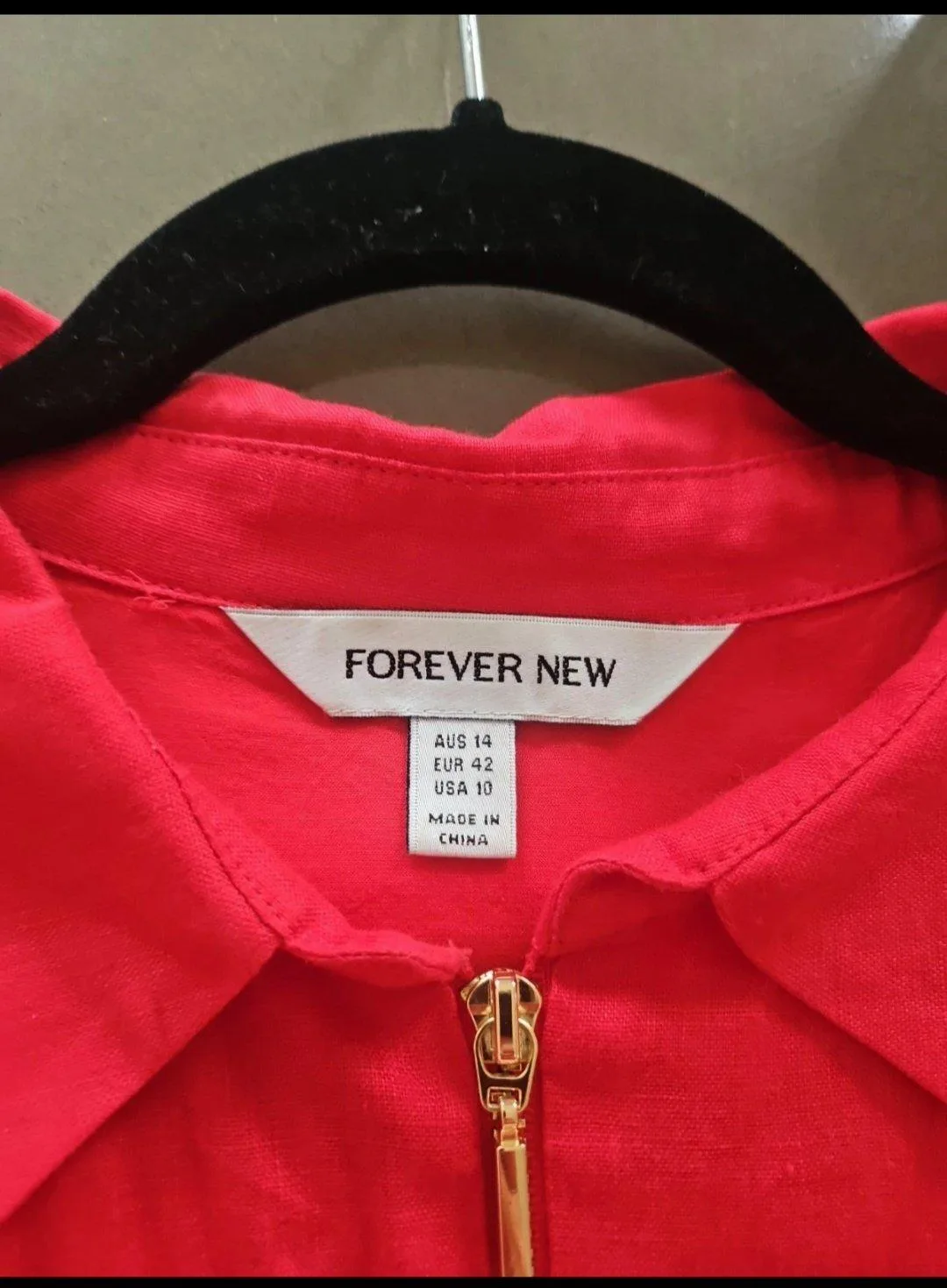 Forever New Red Linen Lined Dress Fit And Flare Size 14 – photo 3