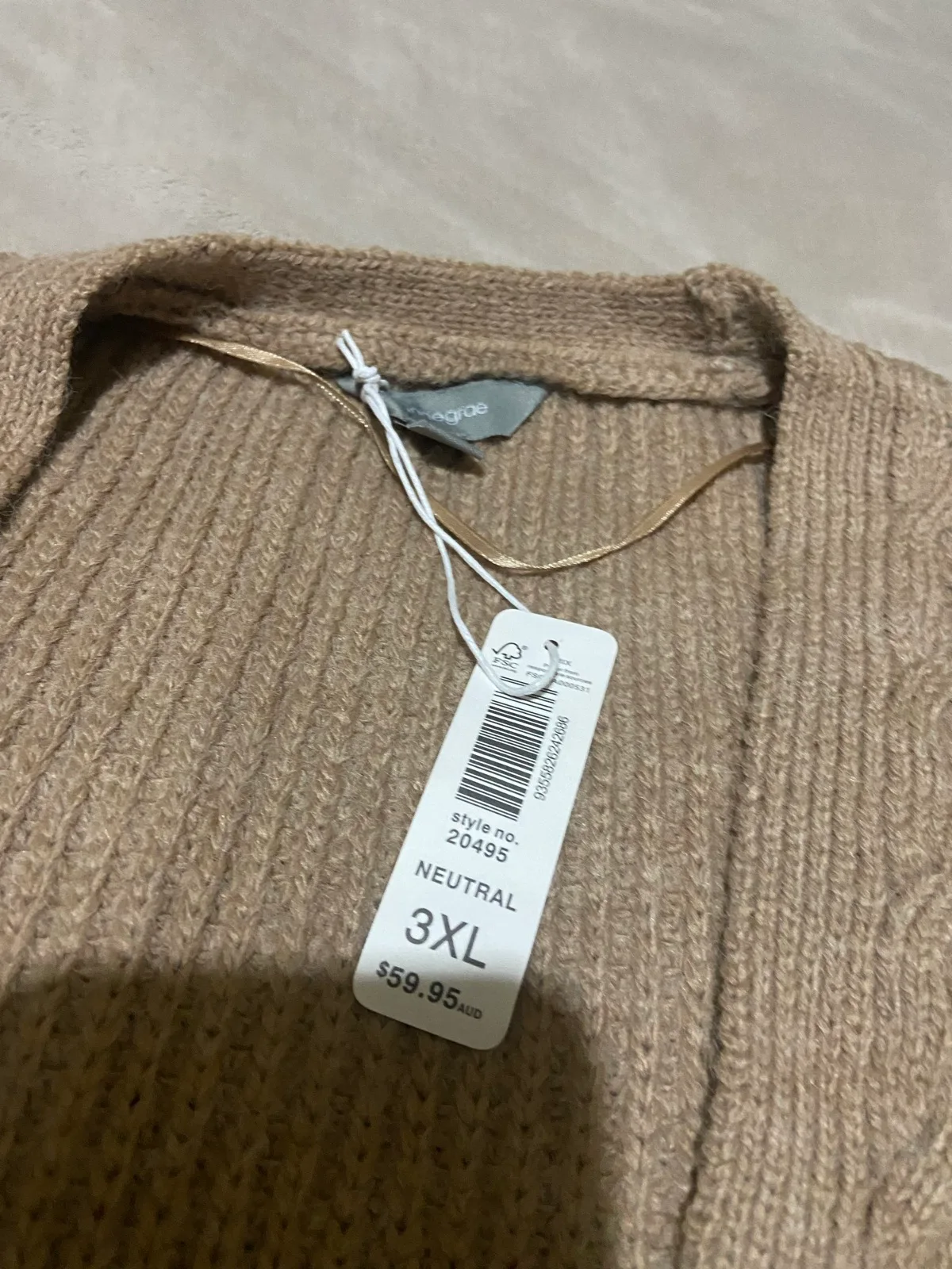 Suzanne Grae Edge To Edge Long Cardigan size 3XL, beige, bnwt Would fit 20-24 in — photo 2