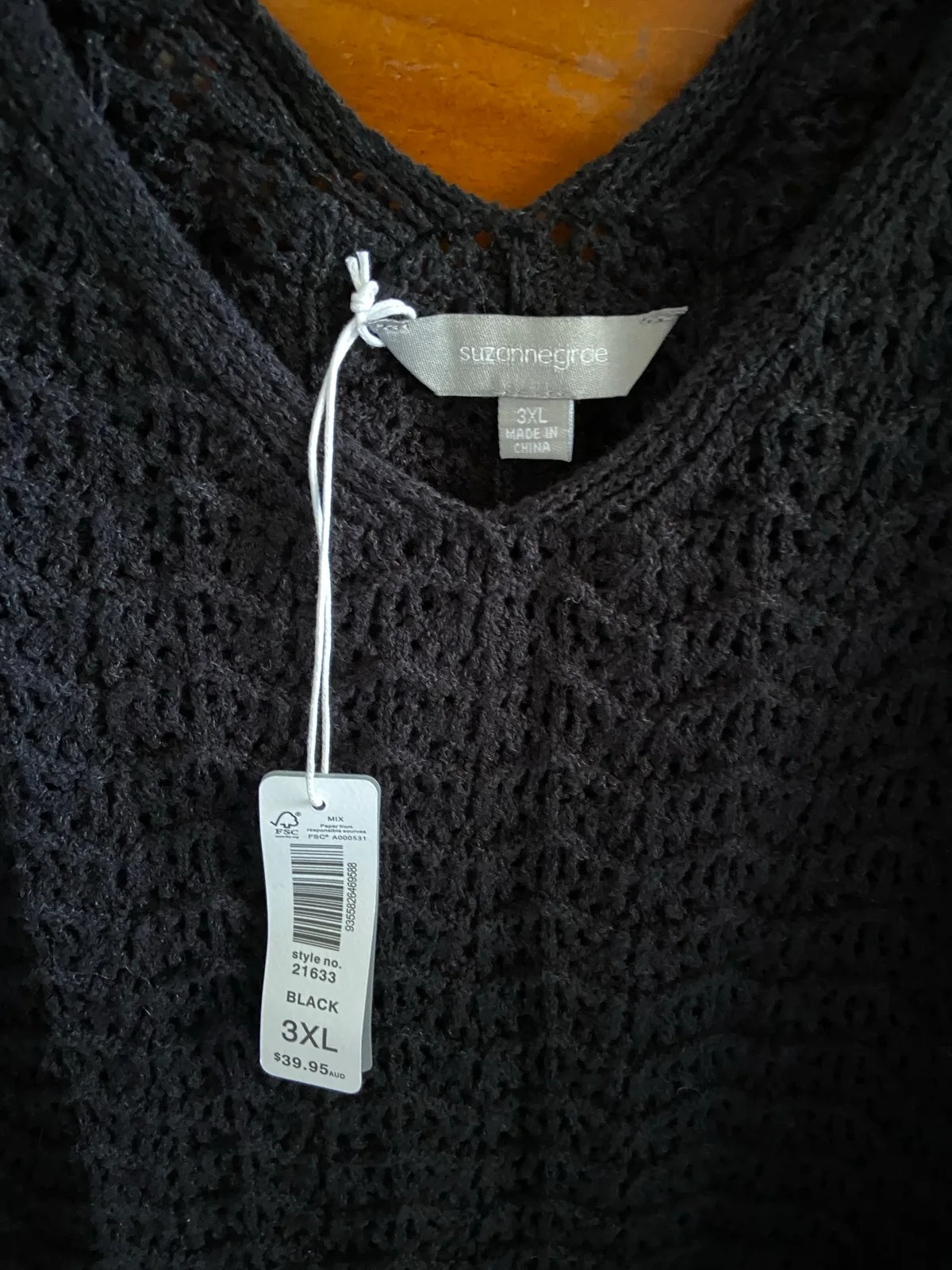 Suzanne Grae Black Solid Knit V-Neck Sleeveless Jumper Plus Size 3XL – photo 3