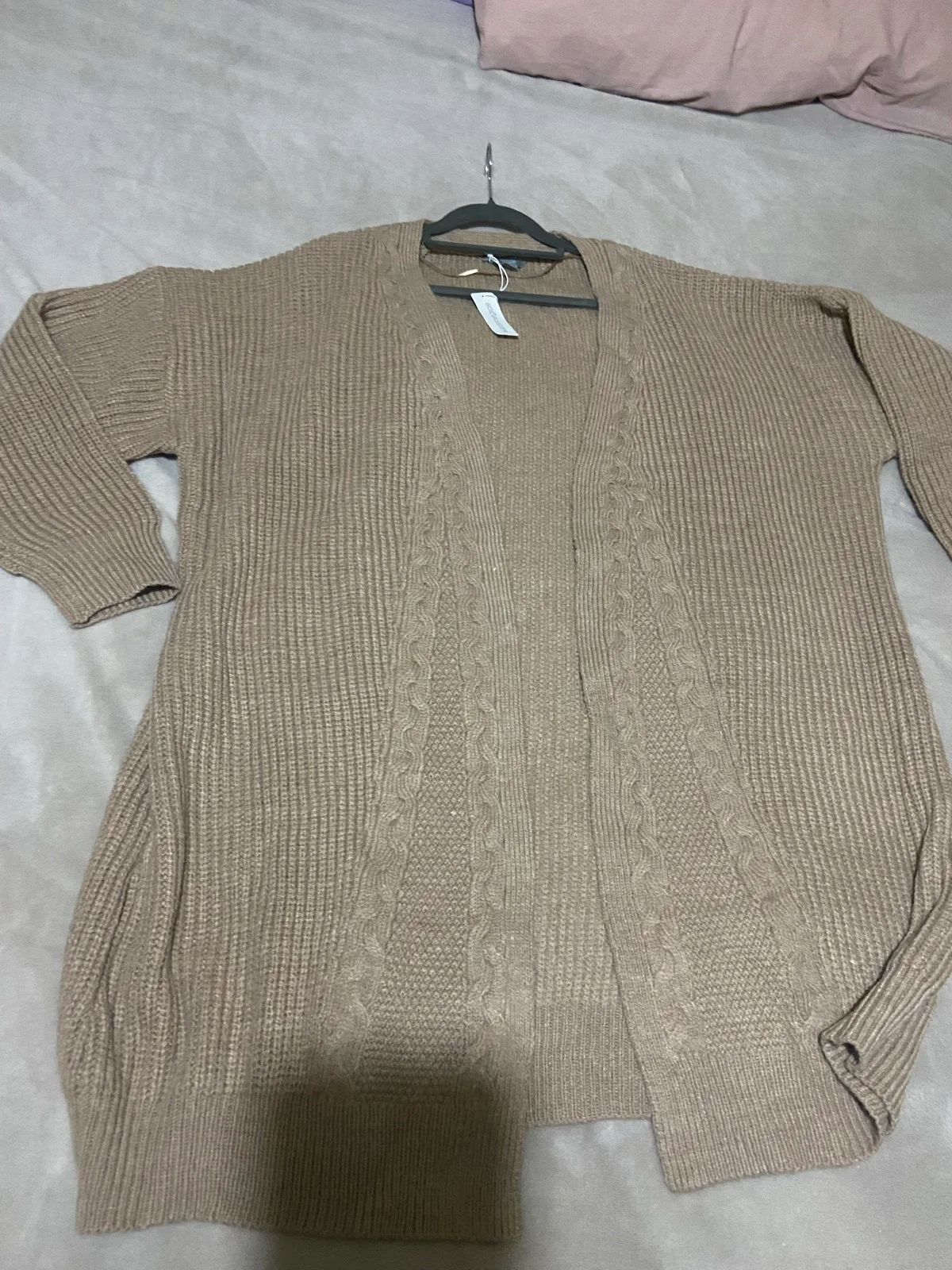 Suzanne Grae Edge To Edge Long Cardigan size 3XL, beige, bnwt Would fit 20-24 in — photo 6