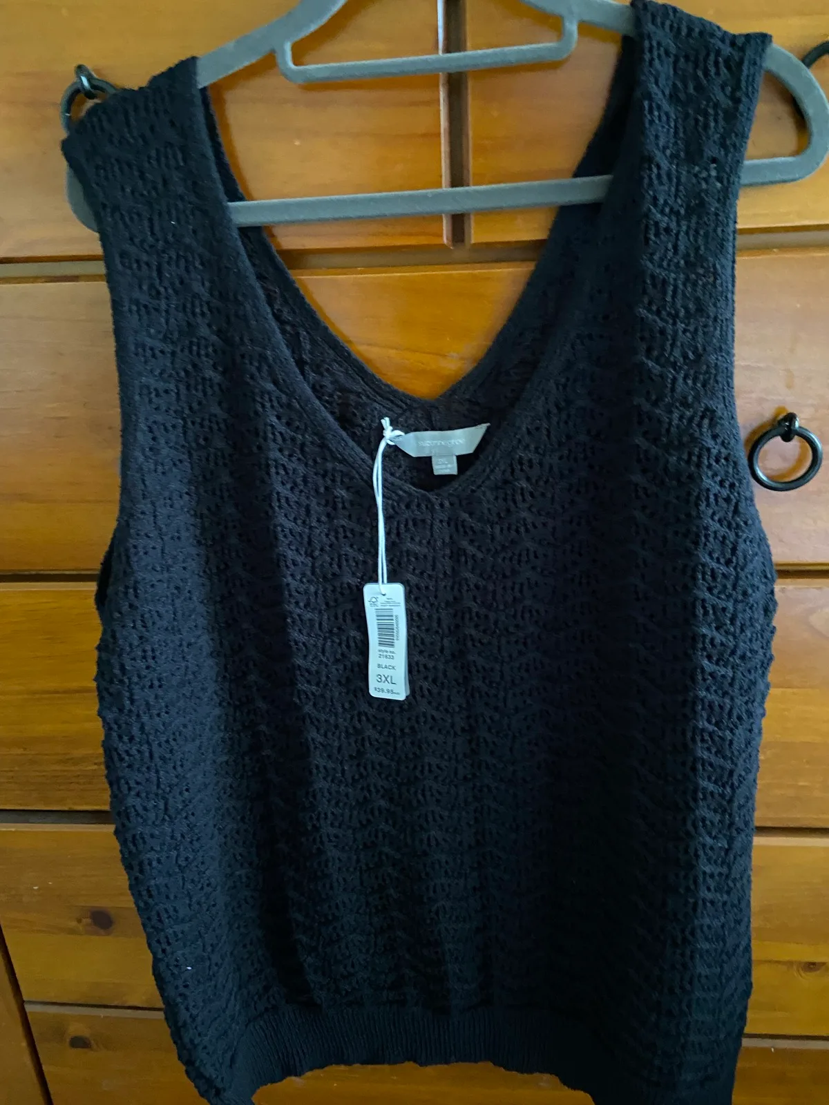 Suzanne Grae Black Solid Knit V-Neck Sleeveless Jumper Plus Size 3XL – photo 2