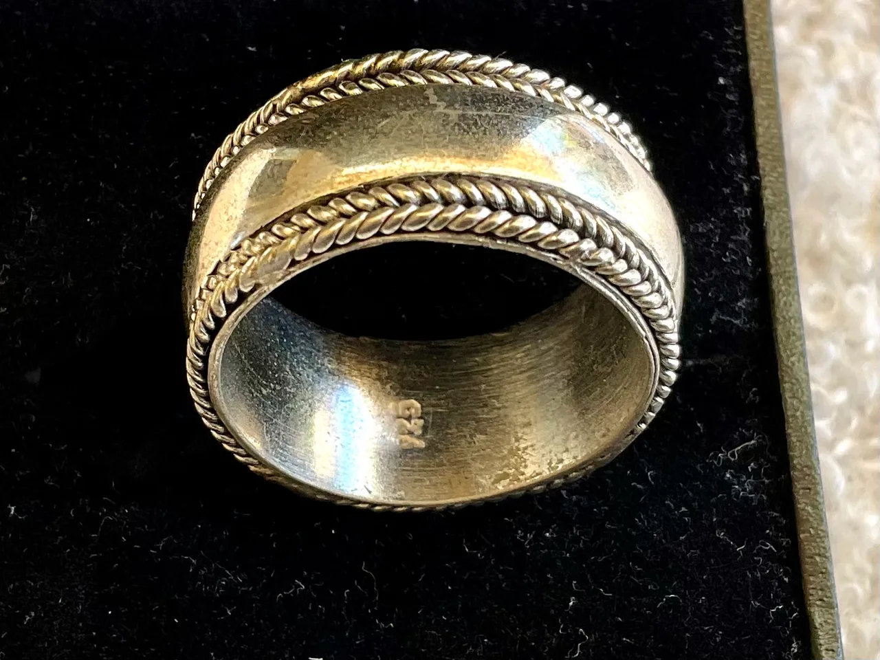 925 Sterling Silver Spinner Ring Size R 19mm Wide Rope Band Anxiety relief ring — photo 4