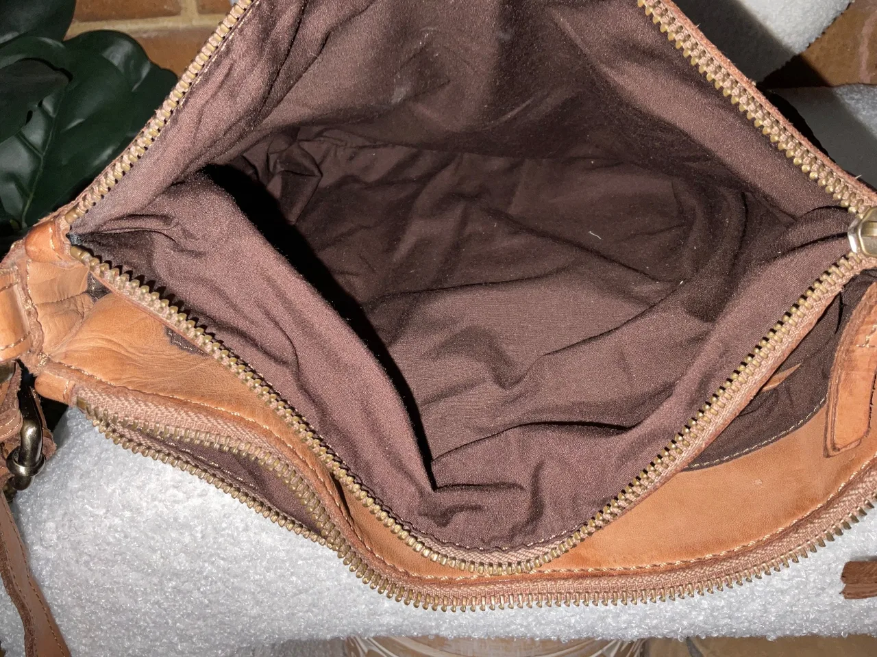 Colorado Tan Brown Genuine Leather Crossbody Bag – Woven Detail (rrp $199) — photo 8