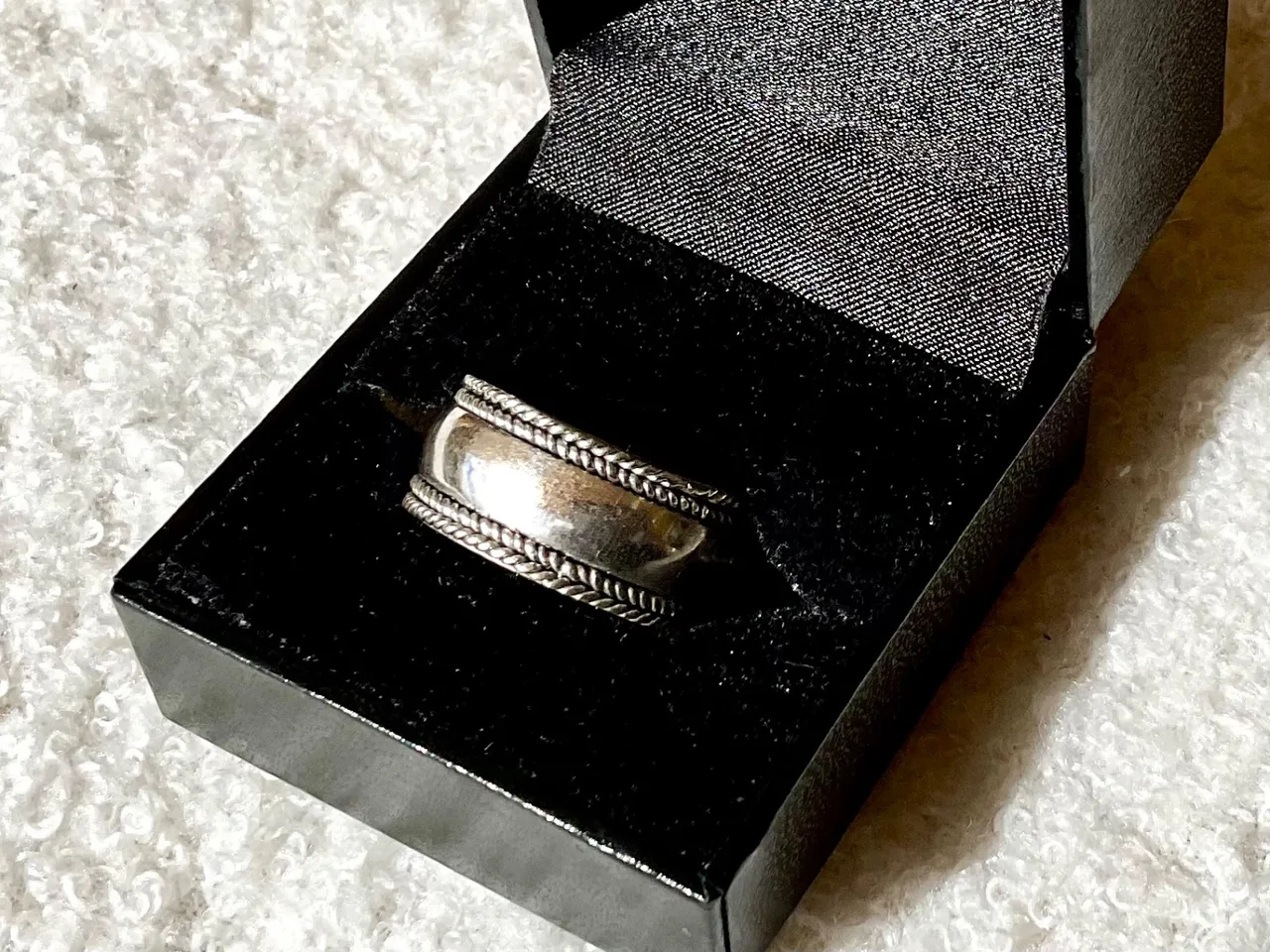 925 Sterling Silver Spinner Ring Size R 19mm Wide Rope Band Anxiety relief ring — photo 5