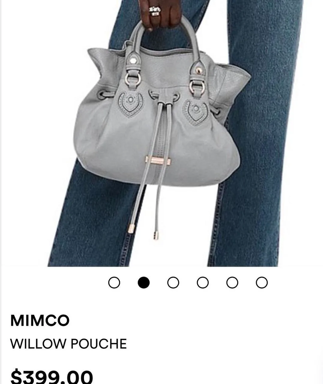 Mimco Willow Pouche Grey Leather Drawstring Handbag — photo 2