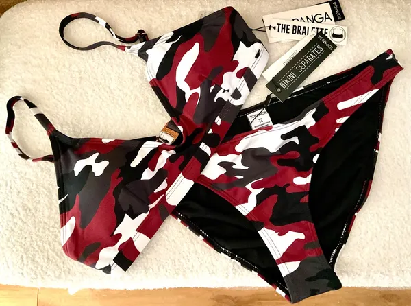 Topanga Bikini Set Size 14 Burgundy Camouflage Two Piece Swimsuit bikini NWT