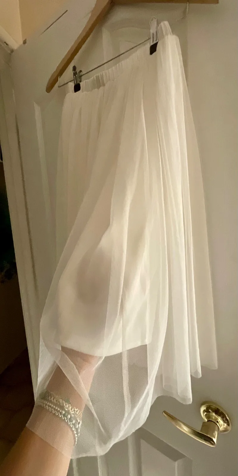 Lace & Beads White Tulle Midi Skirt - size AU/UK 6 — photo 3