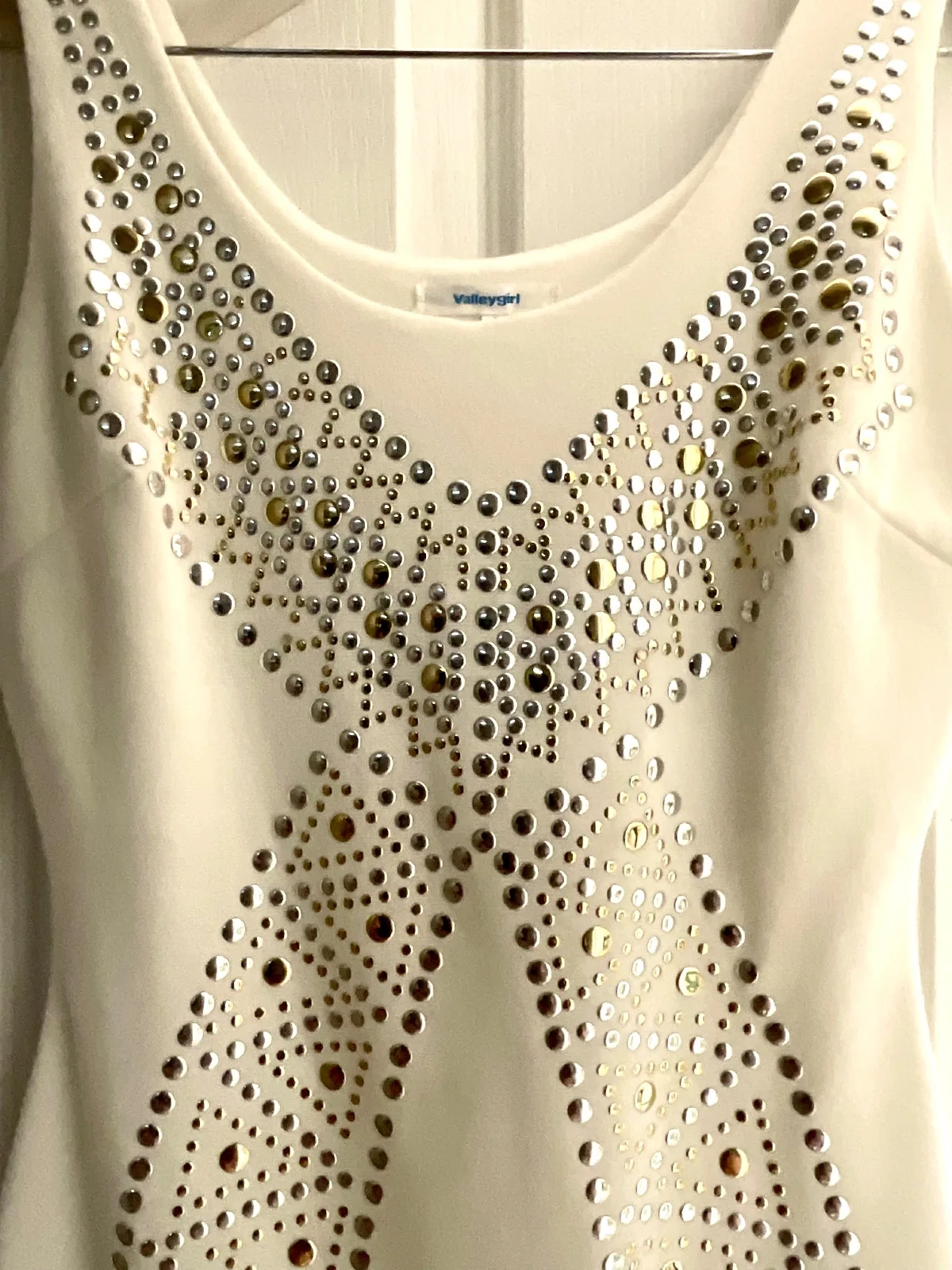 Valleygirl White Metallic Studded Bodycon Mini Dress Size S — photo 4