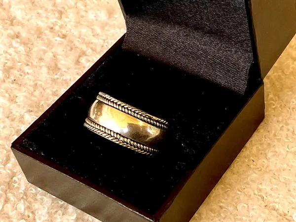 925 Sterling Silver Spinner Ring Size R 19mm Wide Rope Band Anxiety relief ring