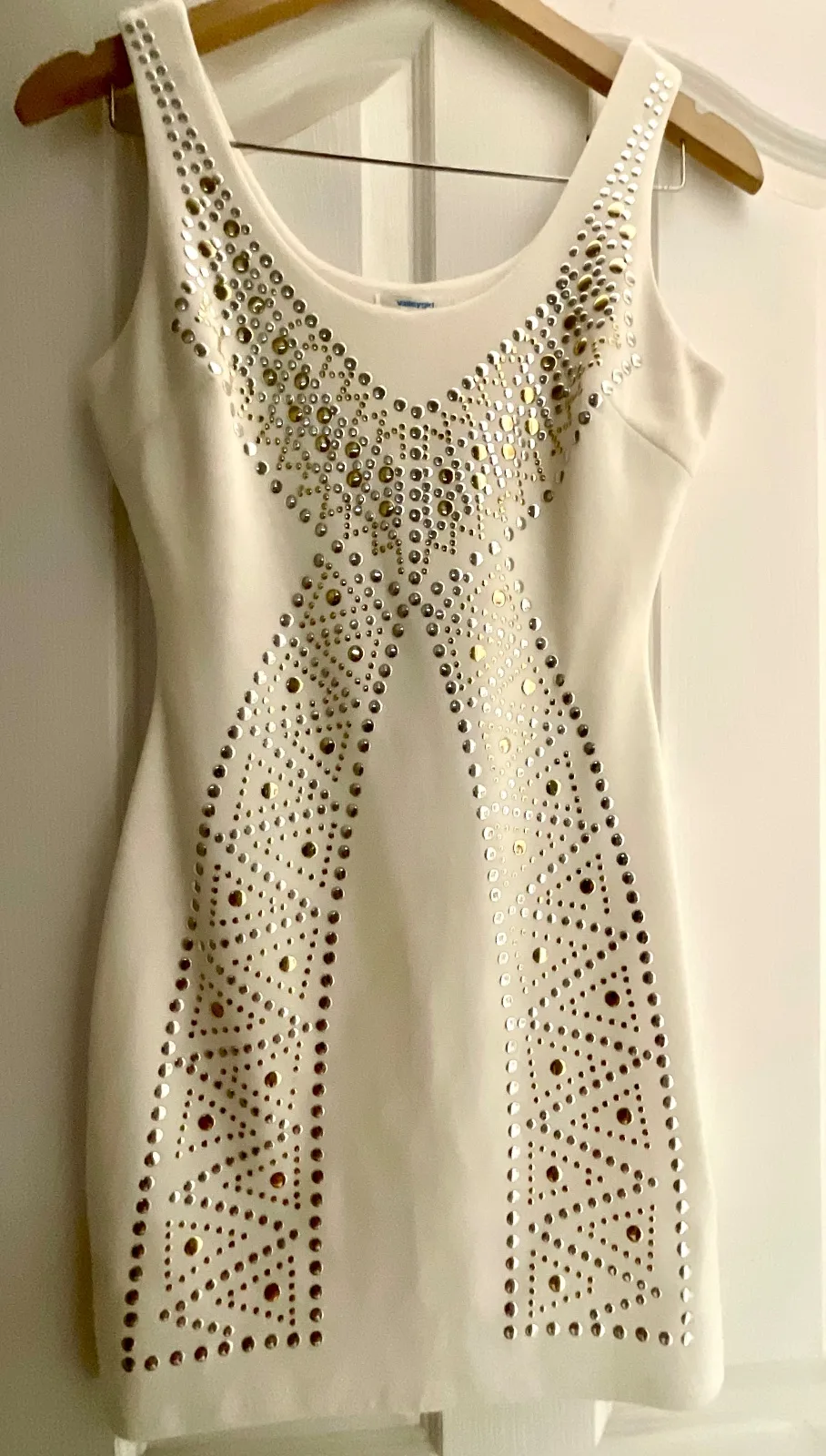 Valleygirl White Metallic Studded Bodycon Mini Dress Size S — photo 7
