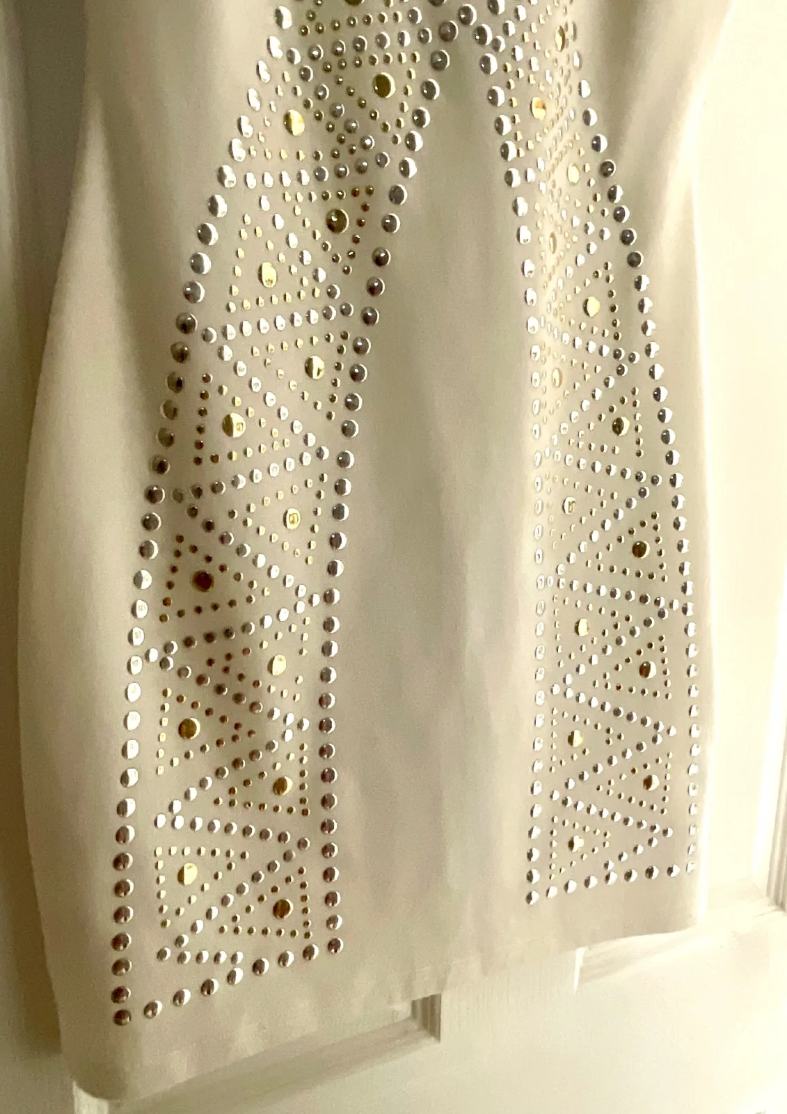 Valleygirl White Metallic Studded Bodycon Mini Dress Size S — photo 6