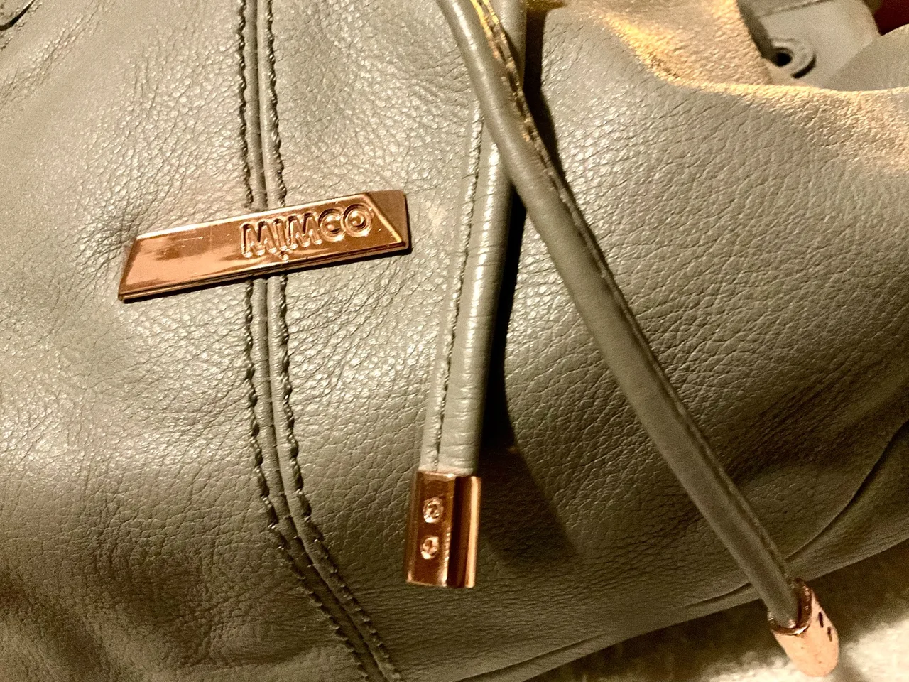 Mimco Willow Pouche Grey Leather Drawstring Handbag — photo 7