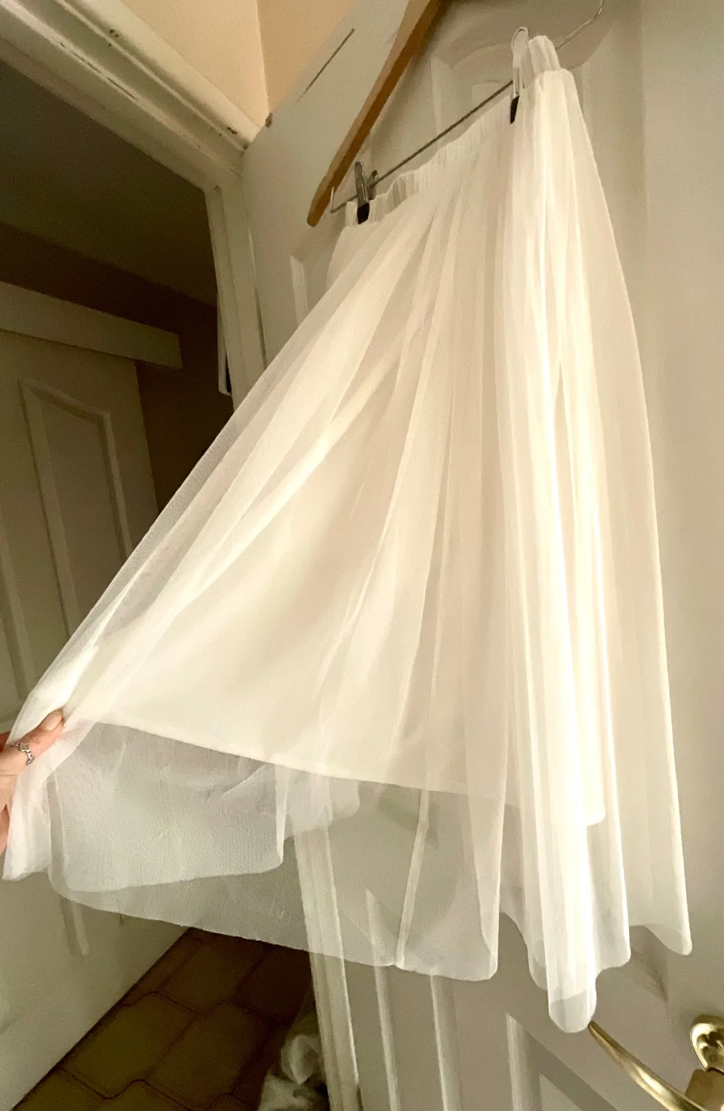 Lace & Beads White Tulle Midi Skirt - size AU/UK 6 — photo 2