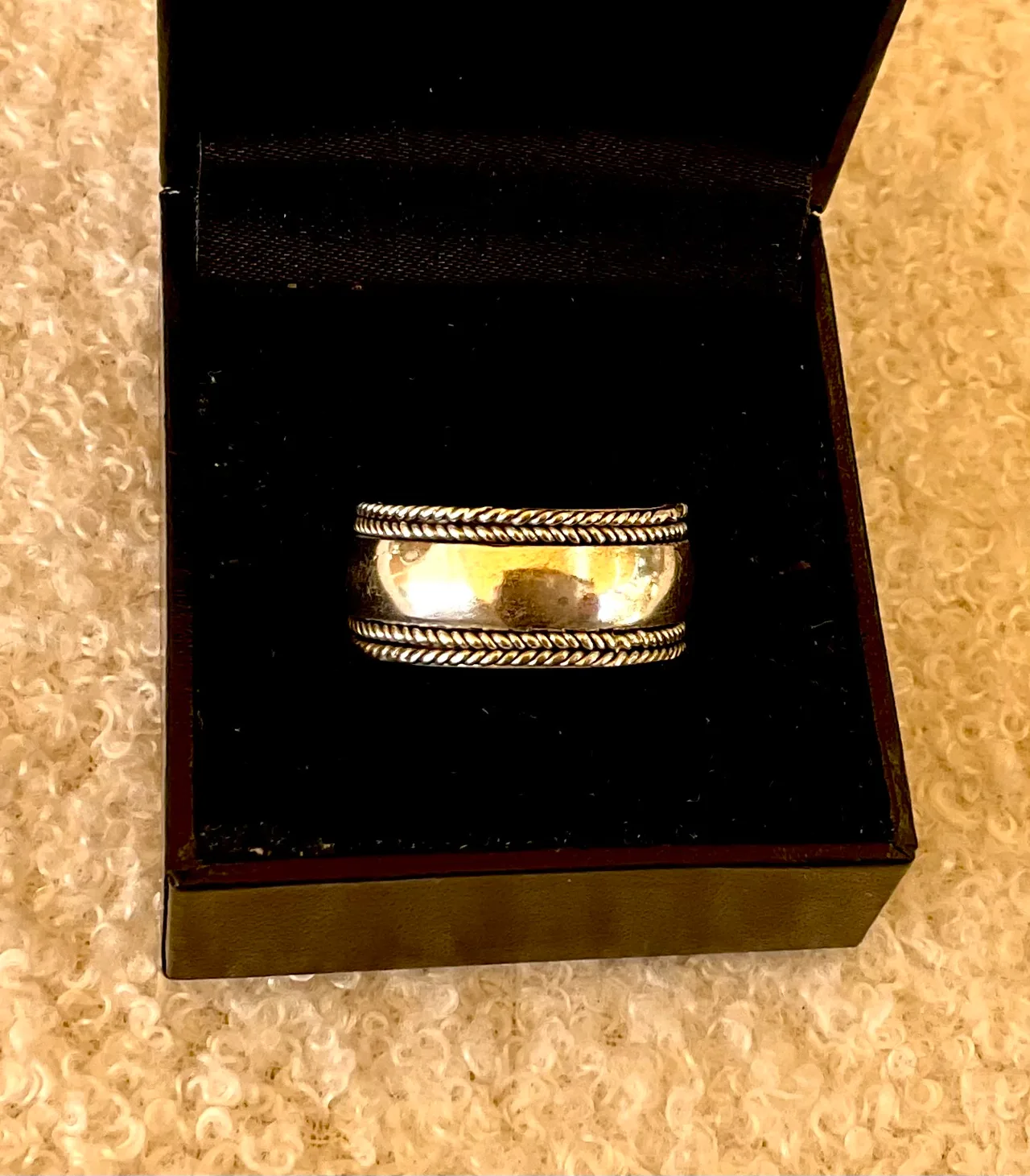 925 Sterling Silver Spinner Ring Size R 19mm Wide Rope Band Anxiety relief ring — photo 6