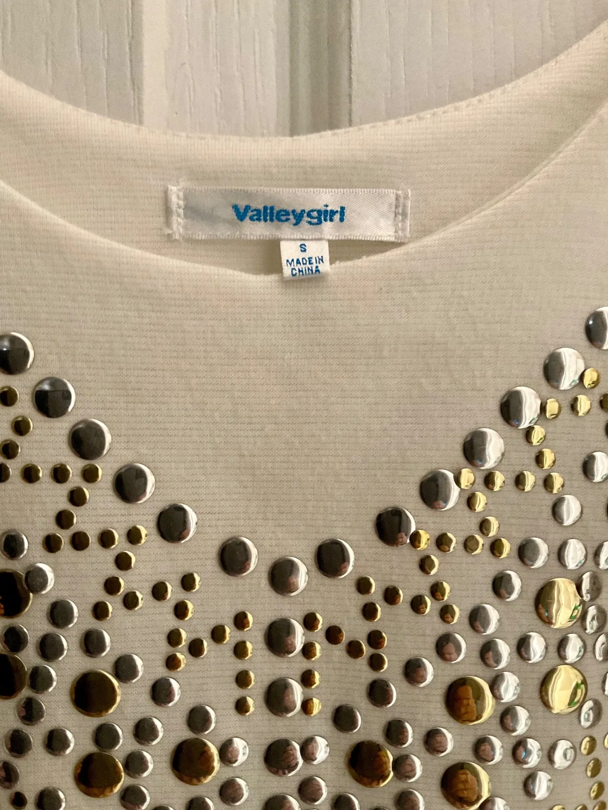 Valleygirl White Metallic Studded Bodycon Mini Dress Size S — photo 9