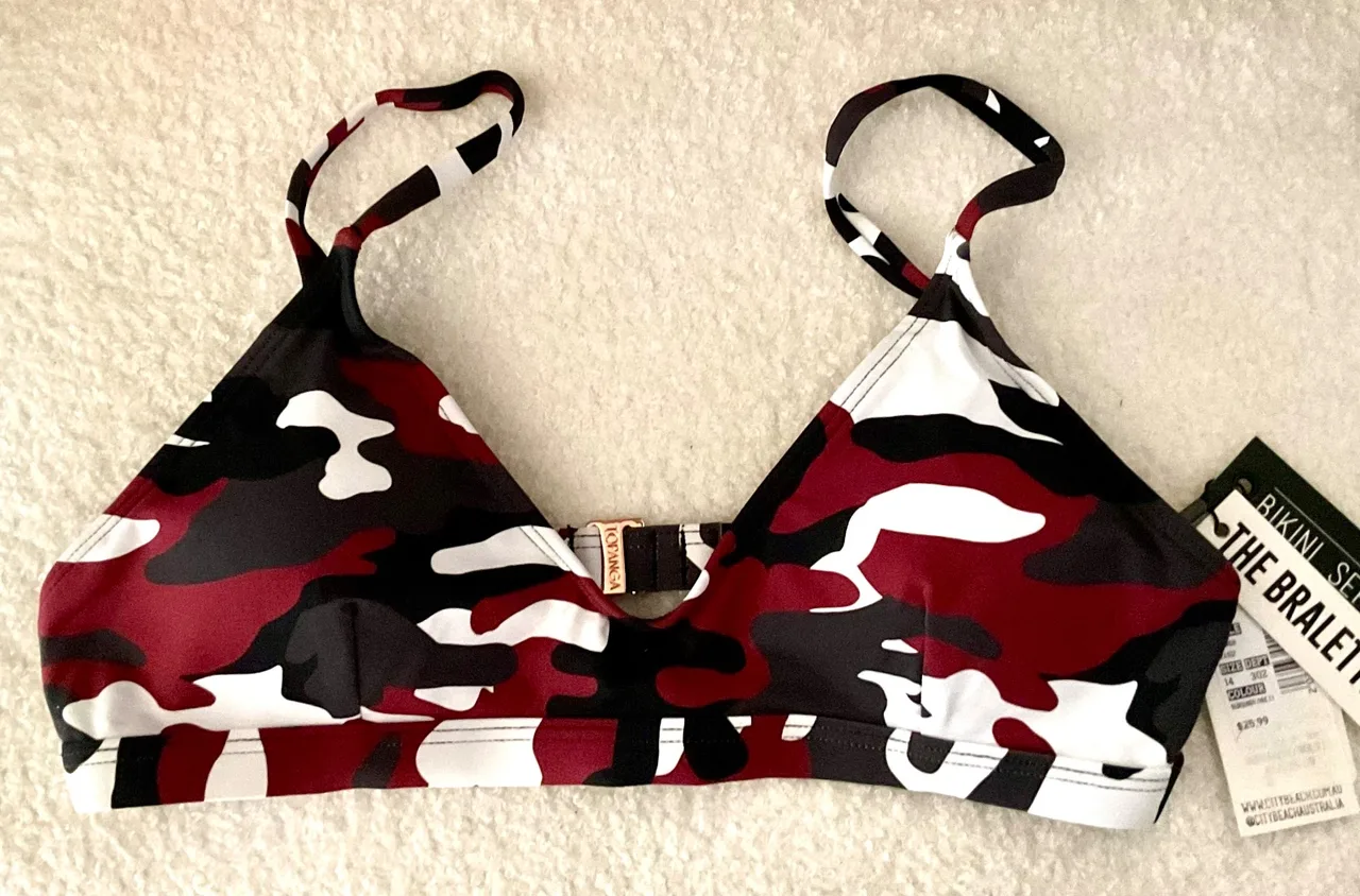 Topanga Bikini Set Size 14 Burgundy Camouflage Two Piece Swimsuit bikini NWT — photo 2
