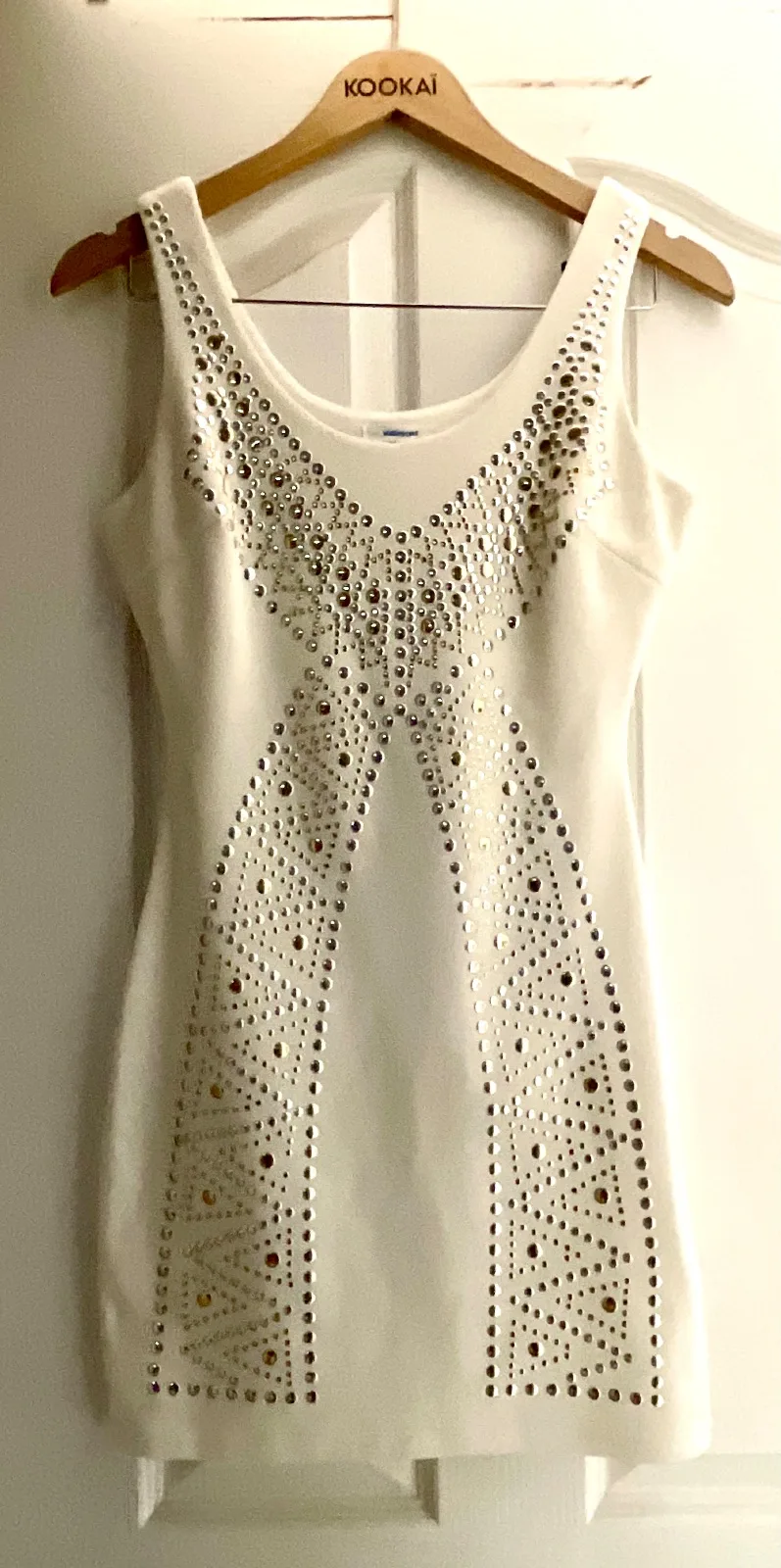 Valleygirl White Metallic Studded Bodycon Mini Dress Size S — photo 2