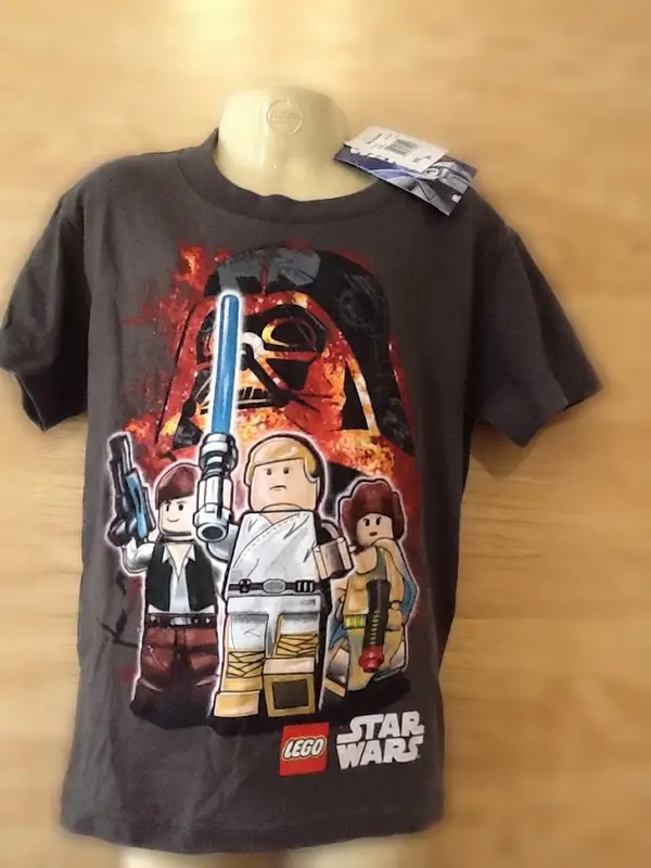 Lego Star Wars Han Solo Luke Skywalker Princess Leia Grey T-Shirt Size 4 Small