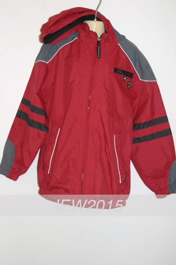 Protection System Kids Hooded Spray Jacket Windbreaker Lined Red Grey Size 7