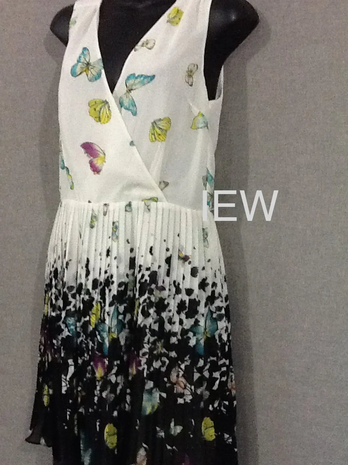 Oasis Sleeveless Midi Dress Pleated Skirt Butterfly Black/ White Sz 10 / 36 – photo 4