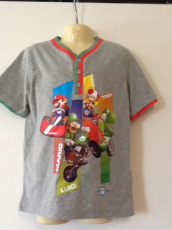 Wii Nintendo Mario Kart Grey T-Shirt Size 5-6