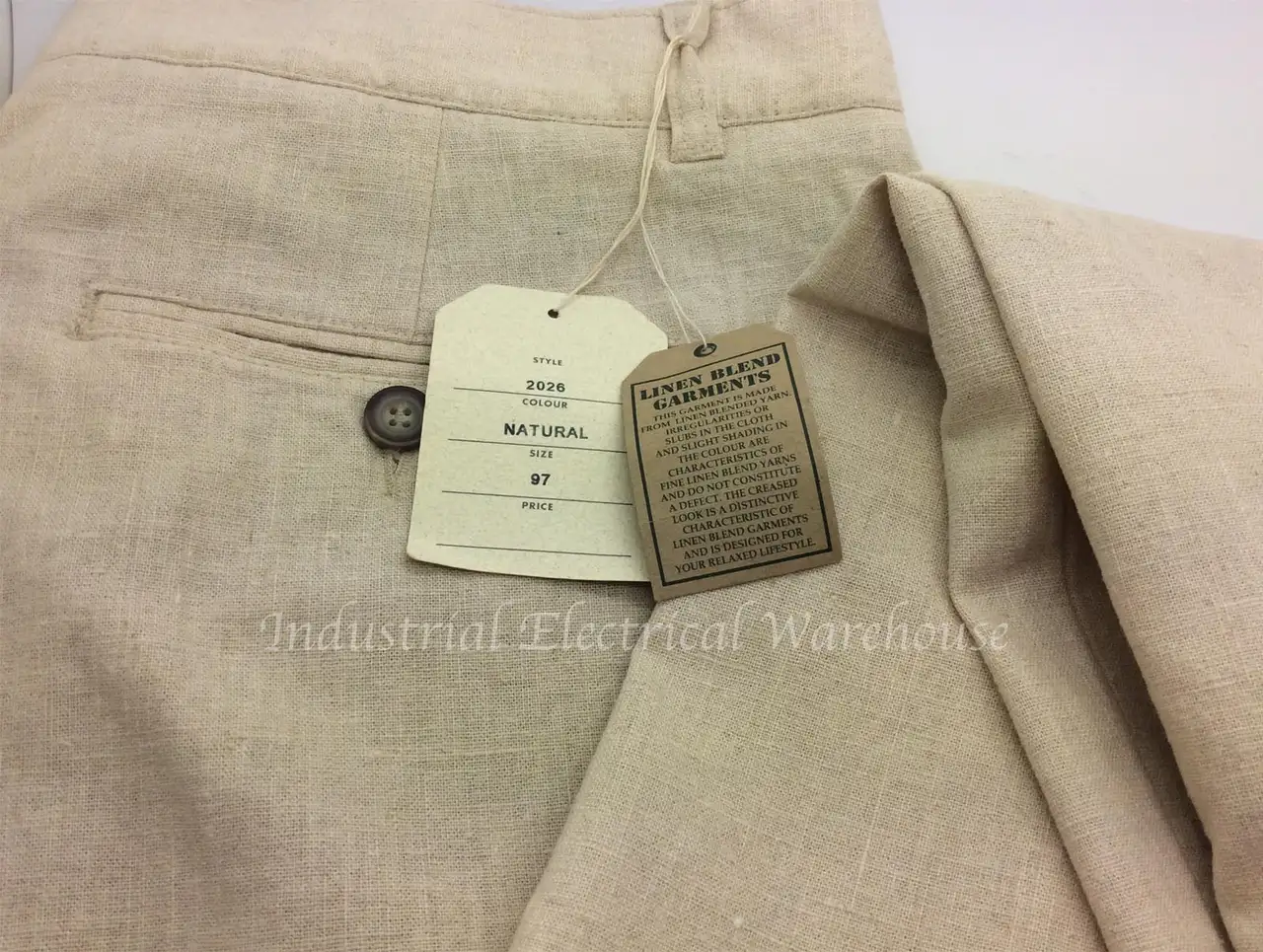 Mens Tailored Linen Blend Trousers Natural Beige Size 97cm AU 38" – photo 2