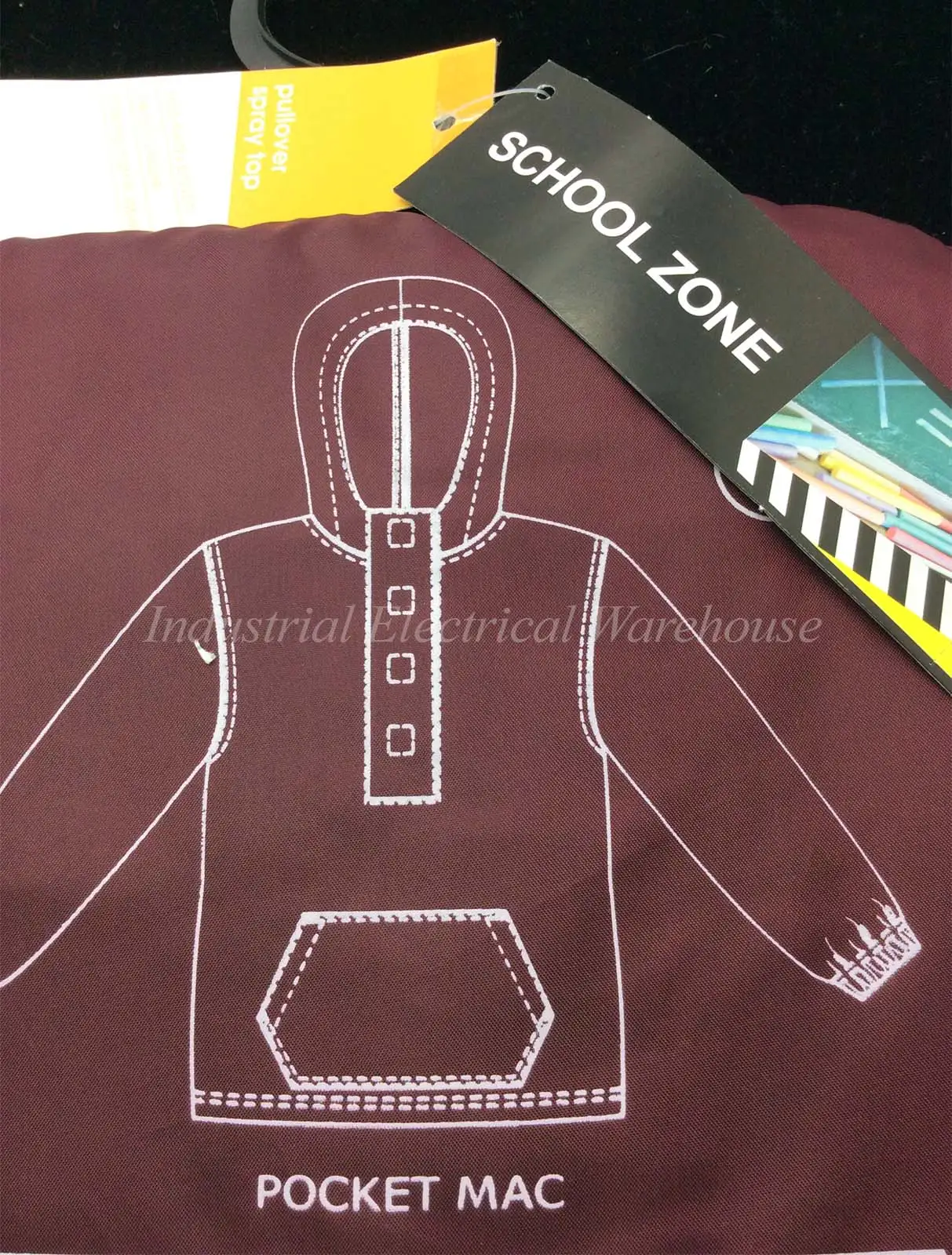School Zone Kids Pull Over School Spray Jacket Rain Coat Size 12 Maroon – photo 2