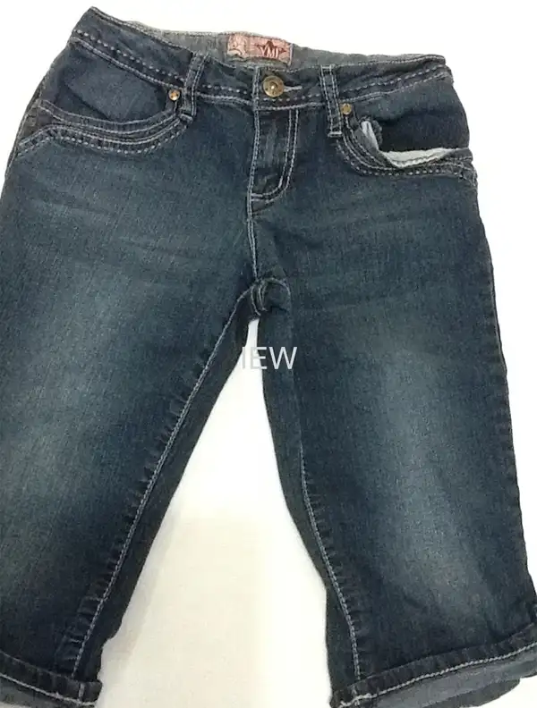 YMI Girls 3/4 Capri Jeans Dark Wash Star Pocket Rhinestones Size 12