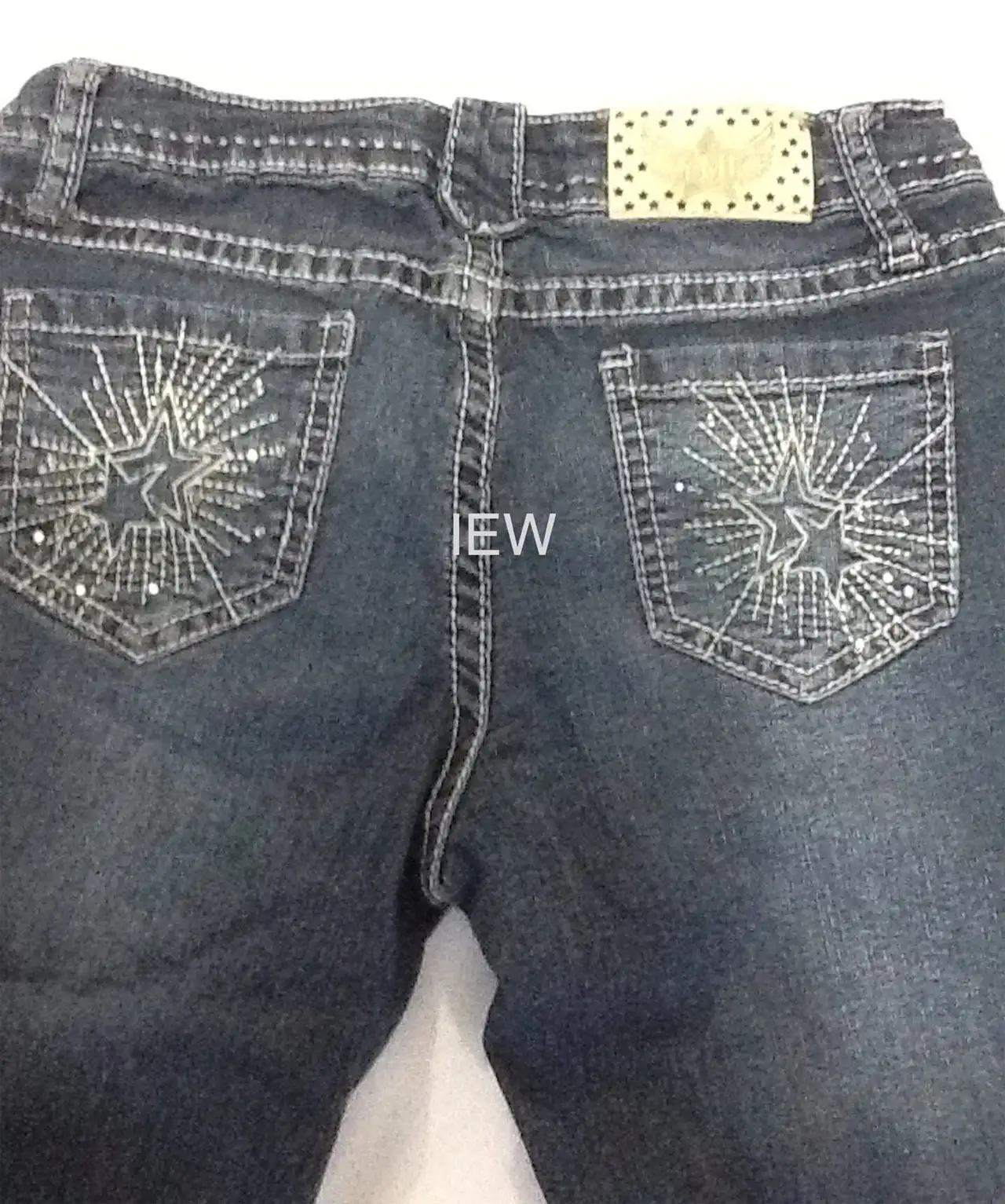 YMI Girls 3/4 Capri Jeans Dark Wash Star Pocket Rhinestones Size 12 – photo 3