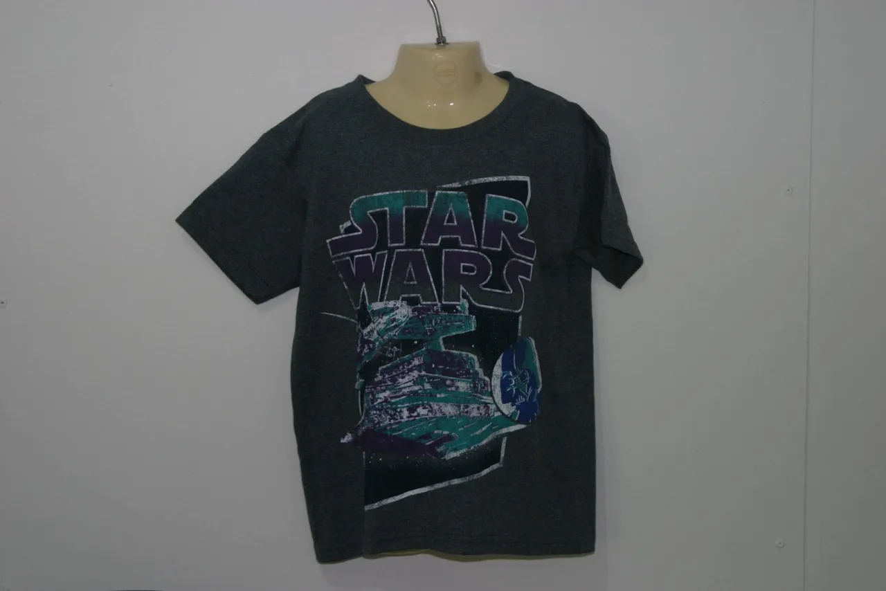 Star Wars Vintage Star Destroyer Darth Vader Boys T-Shirt Grey Size 8-10 Small – photo 4