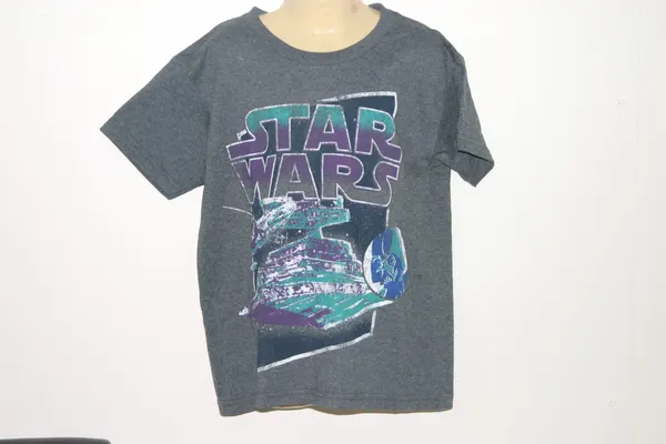Star Wars Vintage Star Destroyer Darth Vader Boys T-Shirt Grey Size 8-10 Small