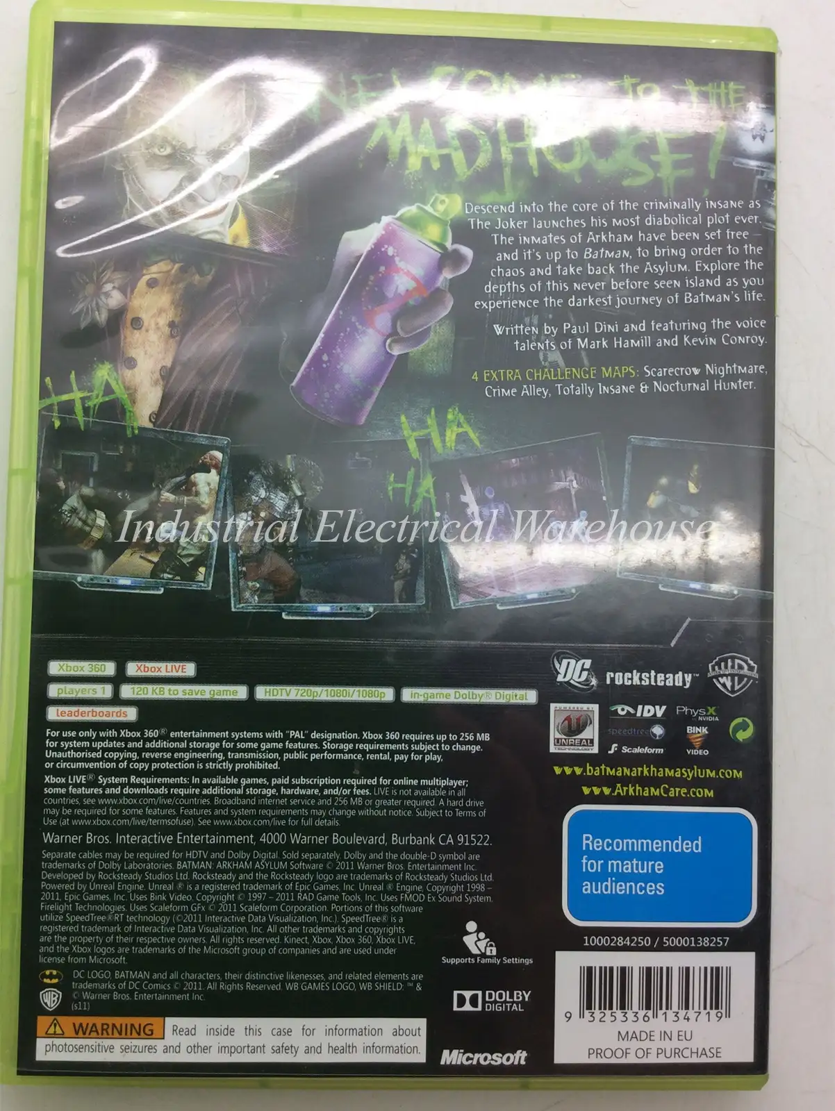 Xbox 360 Batman Arkham Asylum WB Games Game Disc & Manual PAL – photo 2