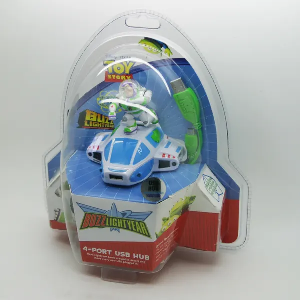 Disney Pixar Toy Story Buzz Lightyear 4 Port USB 2.0 Hub Spaceship 2010 Sealed