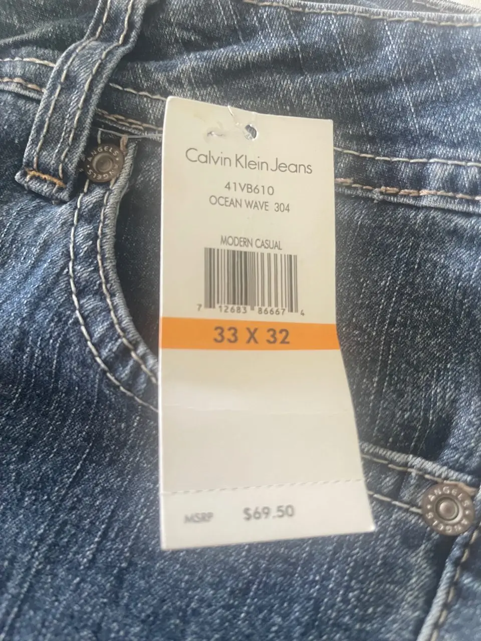 Calvin Klein Jeans Womens Mid Rise Straight Leg Ocean Wave Blue W33" x L32" – photo 4