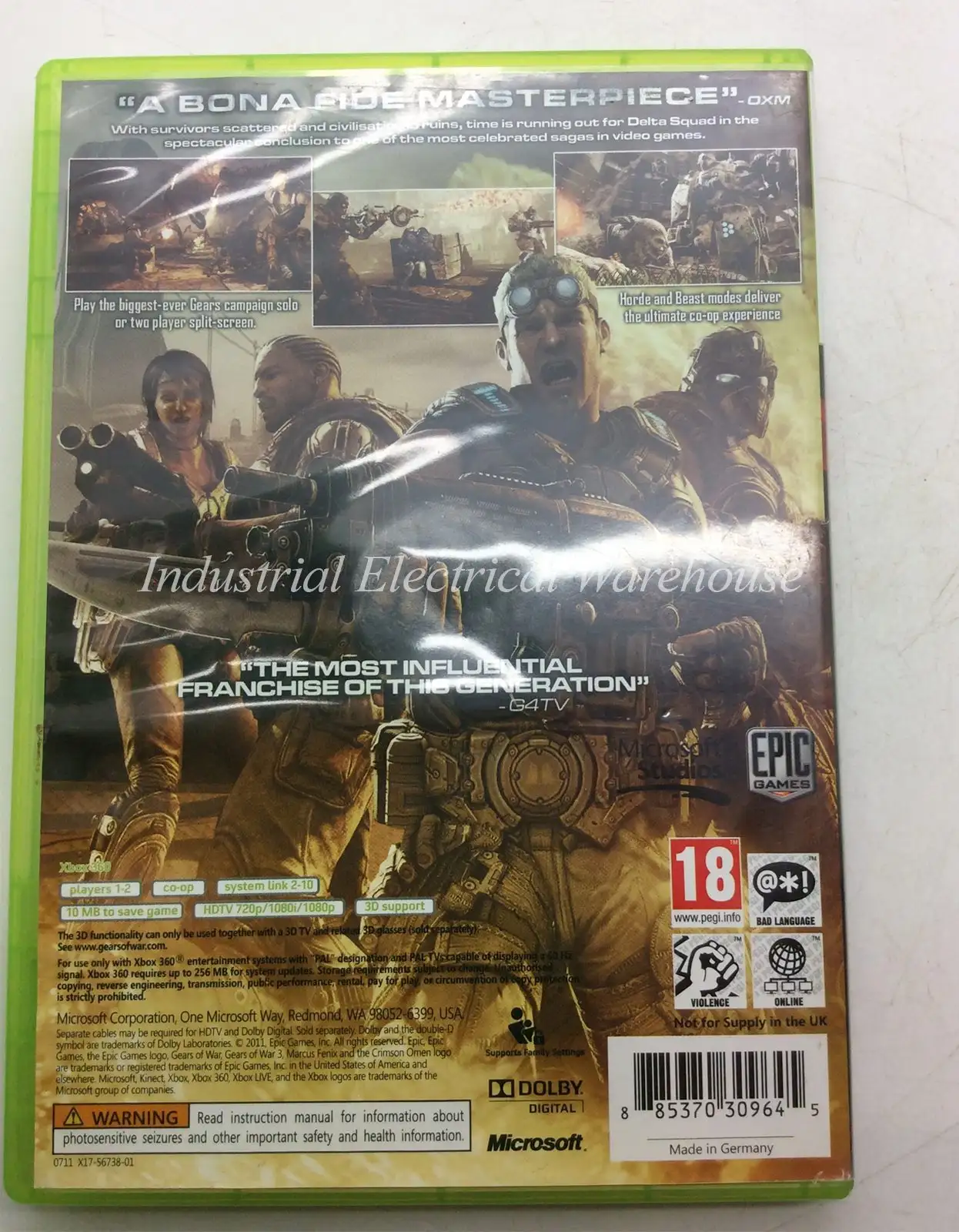 Xbox 360 Gears of War 3 Microsoft Studios Game Disc & Manual PAL – photo 2