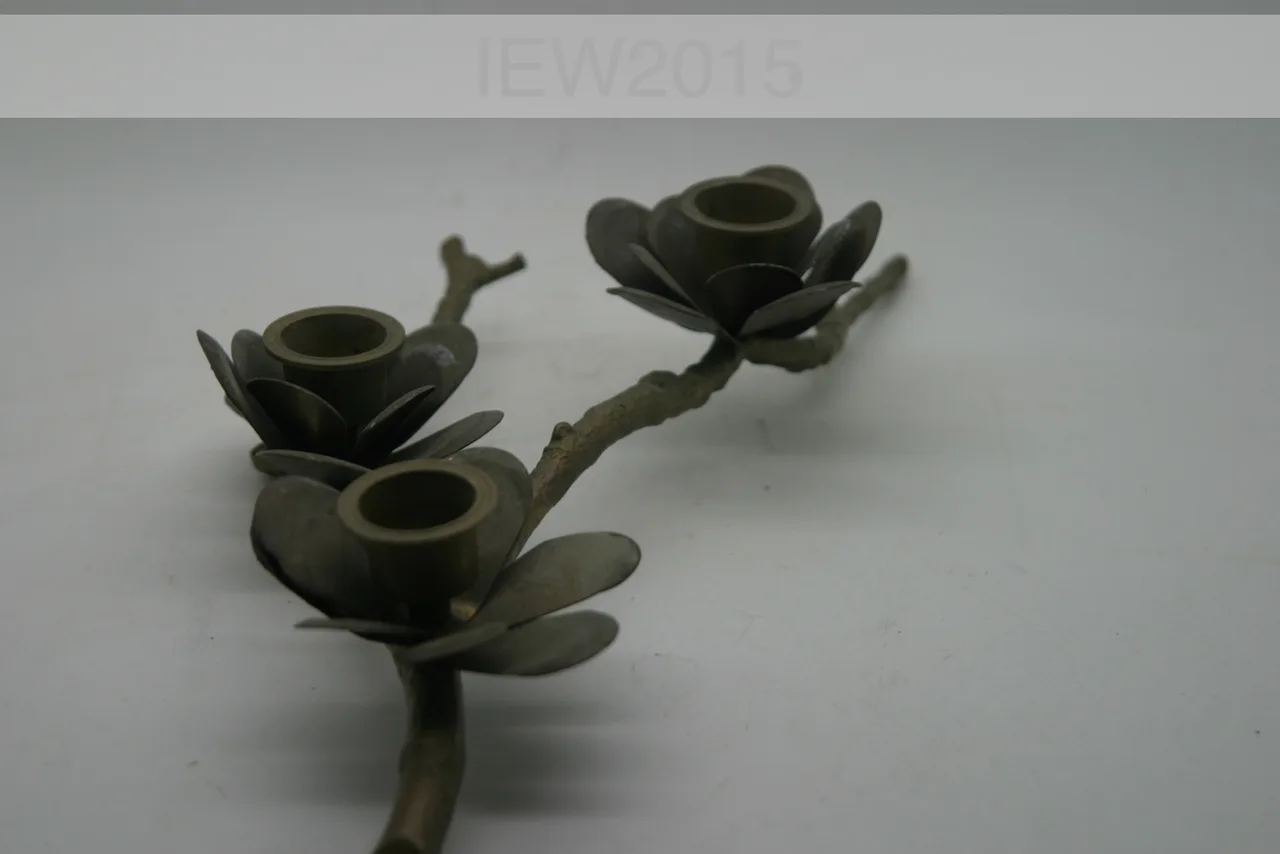 Vintage Brass 3-Light Candlestick Holder – Botanical Branch Design (300mm) – photo 2