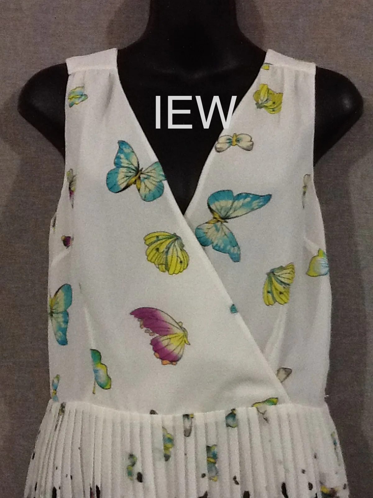 Oasis Sleeveless Midi Dress Pleated Skirt Butterfly Black/ White Sz 10 / 36 – photo 2