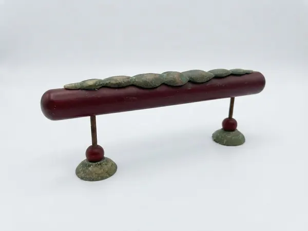 Vintage Dark Red Burgundy Wooden Door Handles with Brass Fixtures – Pair (200mm)