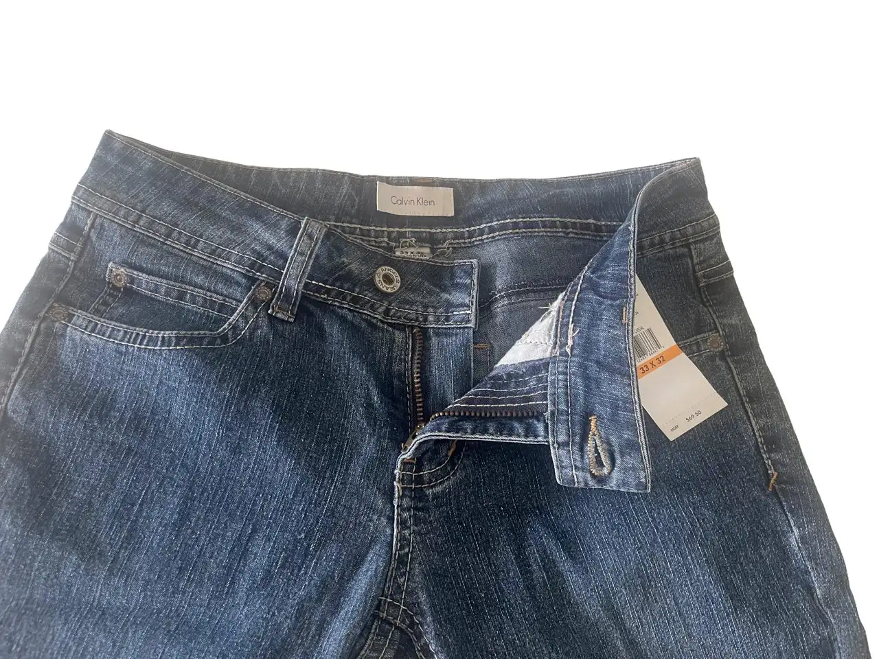 Calvin Klein Jeans Womens Mid Rise Straight Leg Ocean Wave Blue W33" x L32" – photo 2