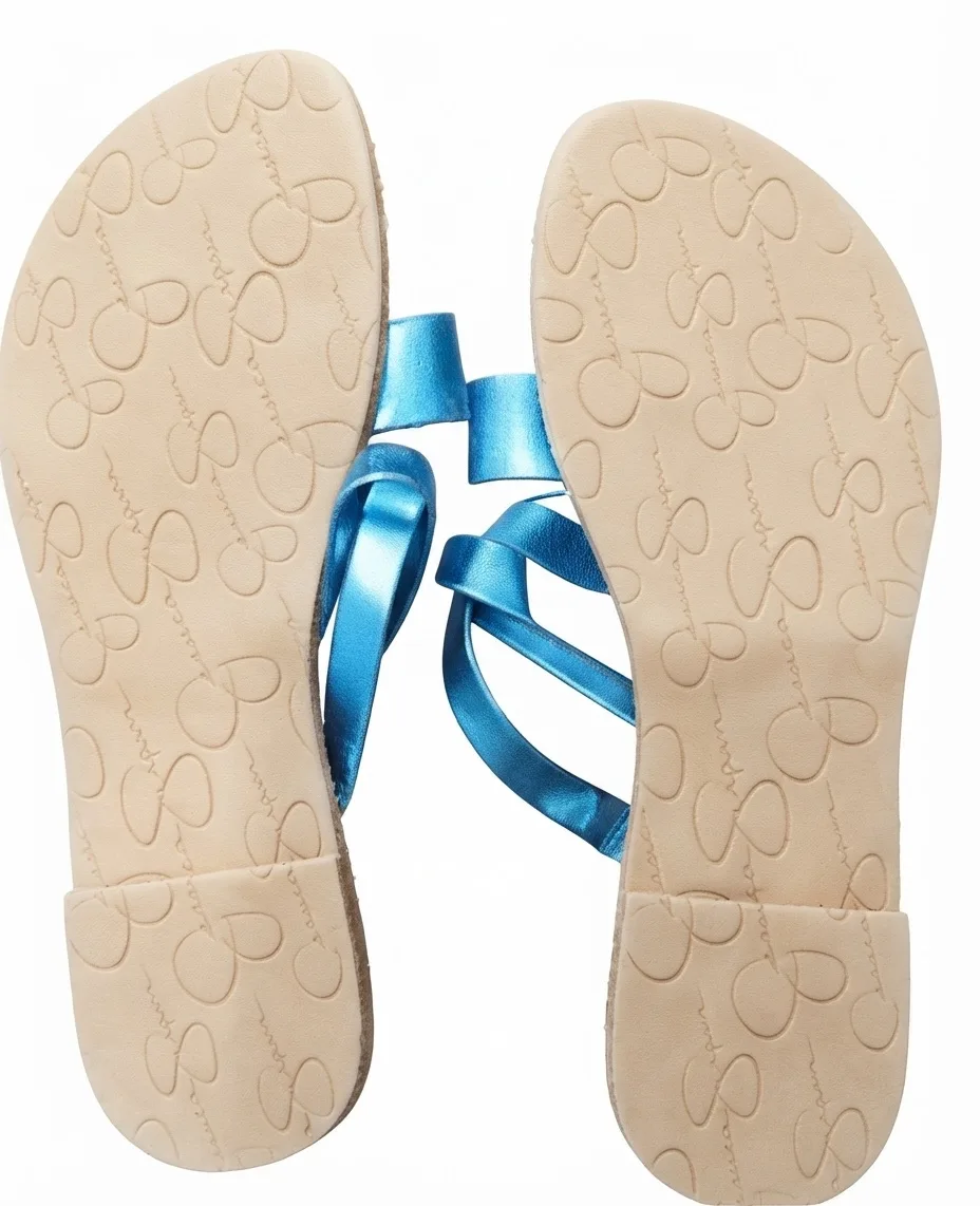 Jessica Simpson Strappy Sandals Flats Metallic Silver Blue Size 5 – photo 3