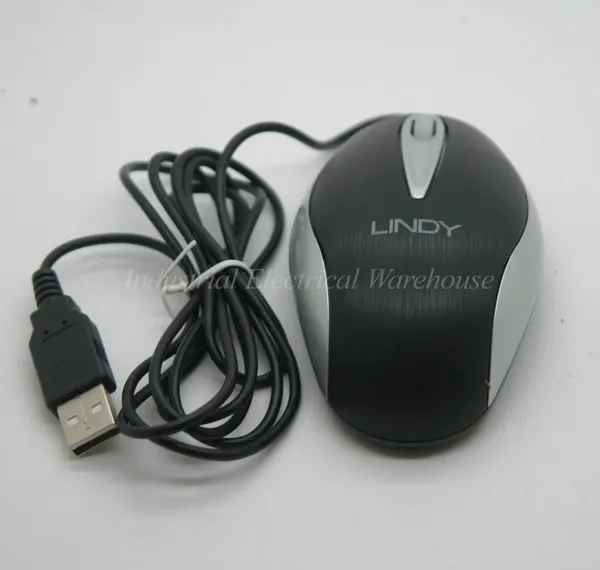 Lindy Optical Mouse with Scroll Wheel Wired USB Black Silver 20585
